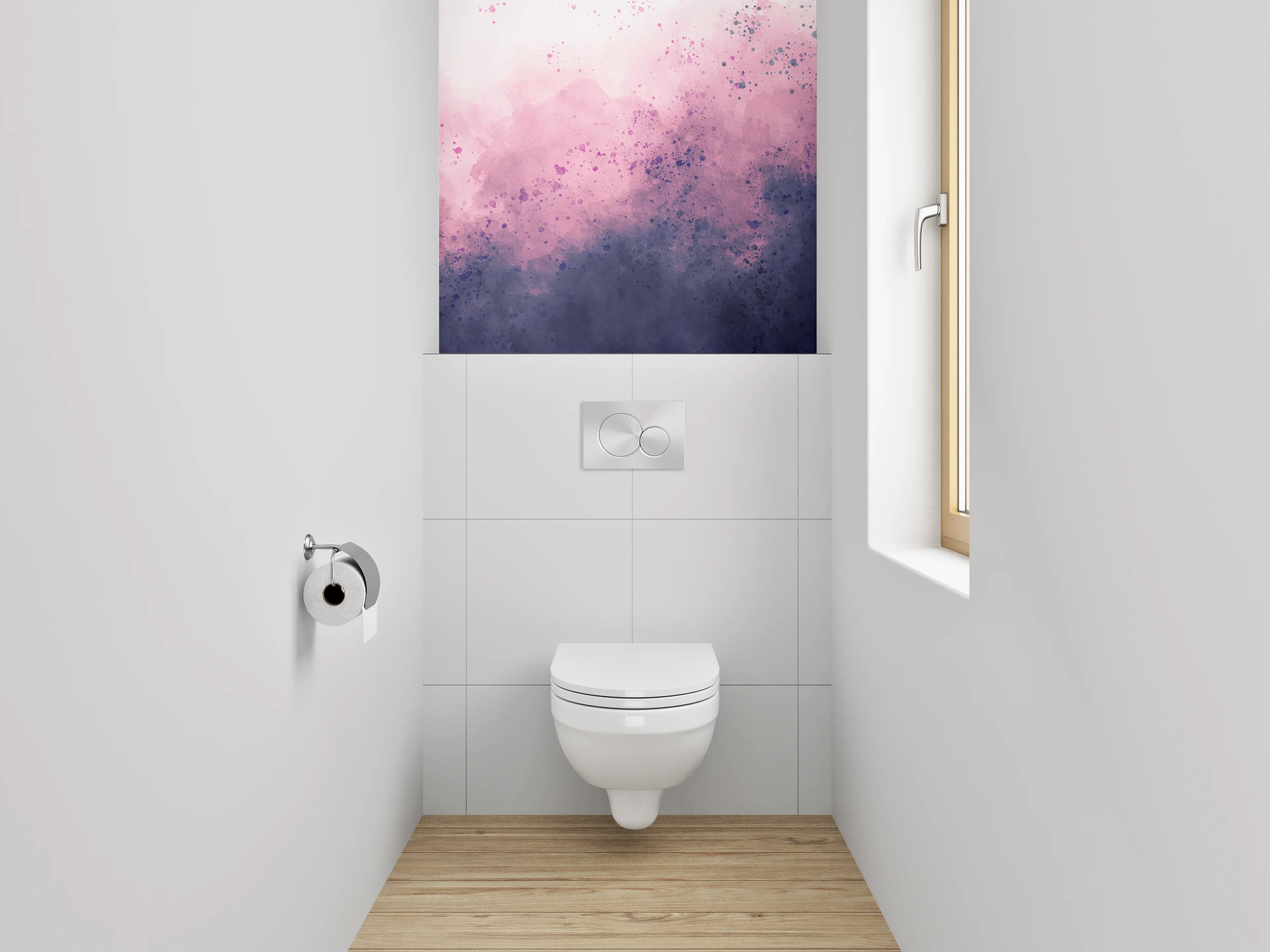 WC-Rückwand - Aquarell abstrakt Rosa Lila Wandbild