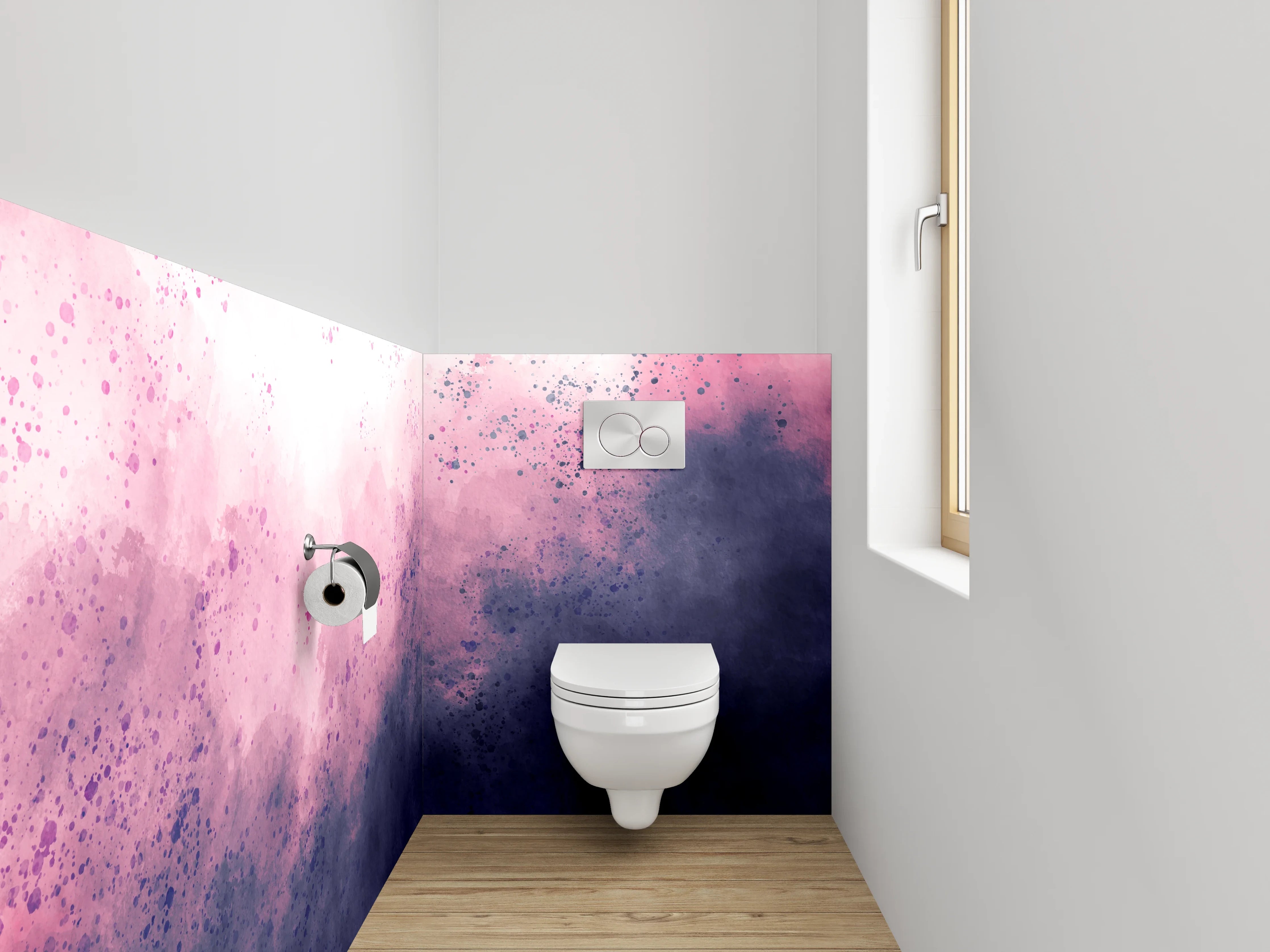 WC-Rückwand - Aquarell abstrakt Rosa Lila Wandbild