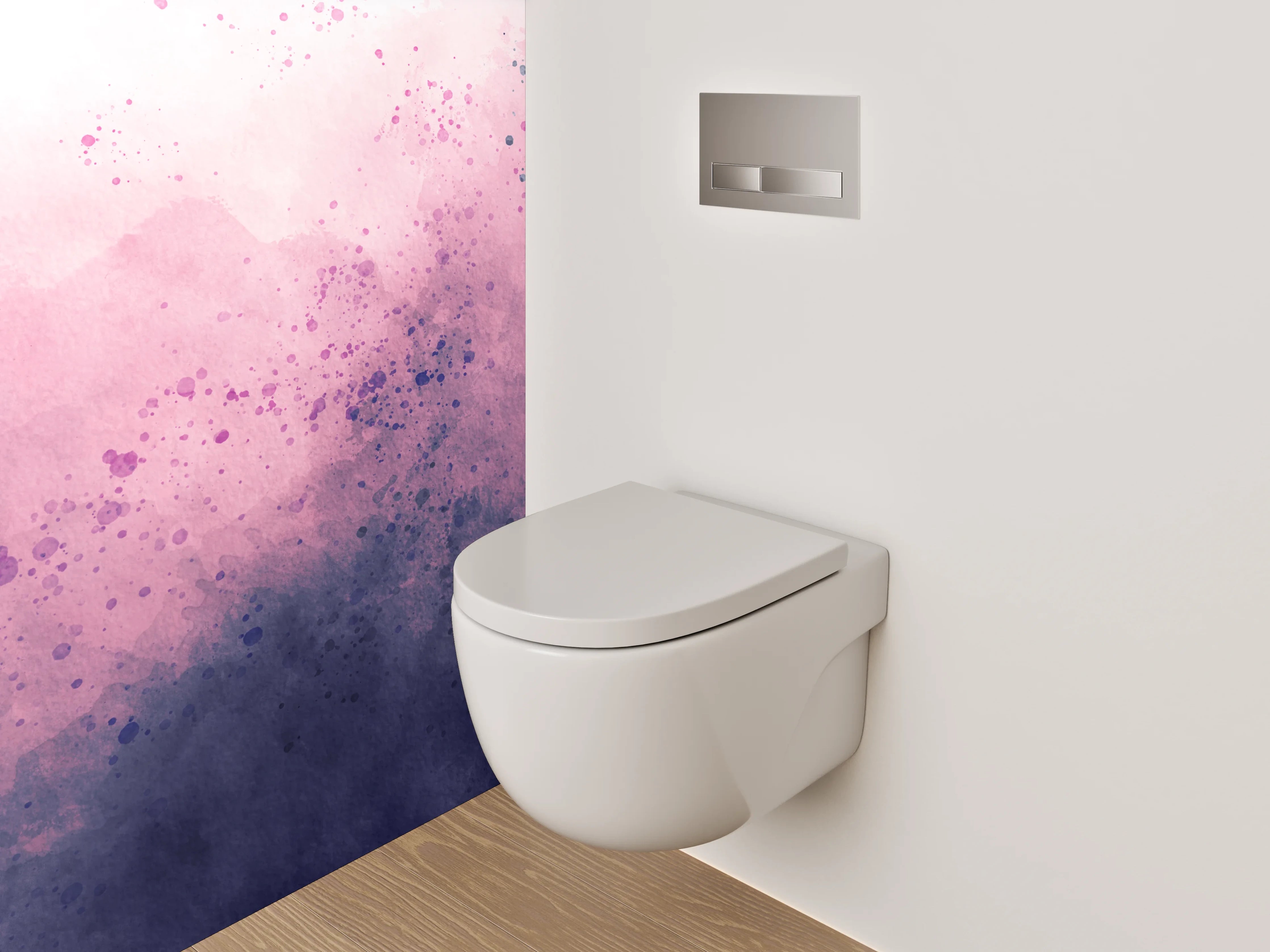 WC-Rückwand - Aquarell abstrakt Rosa Lila Wandbild