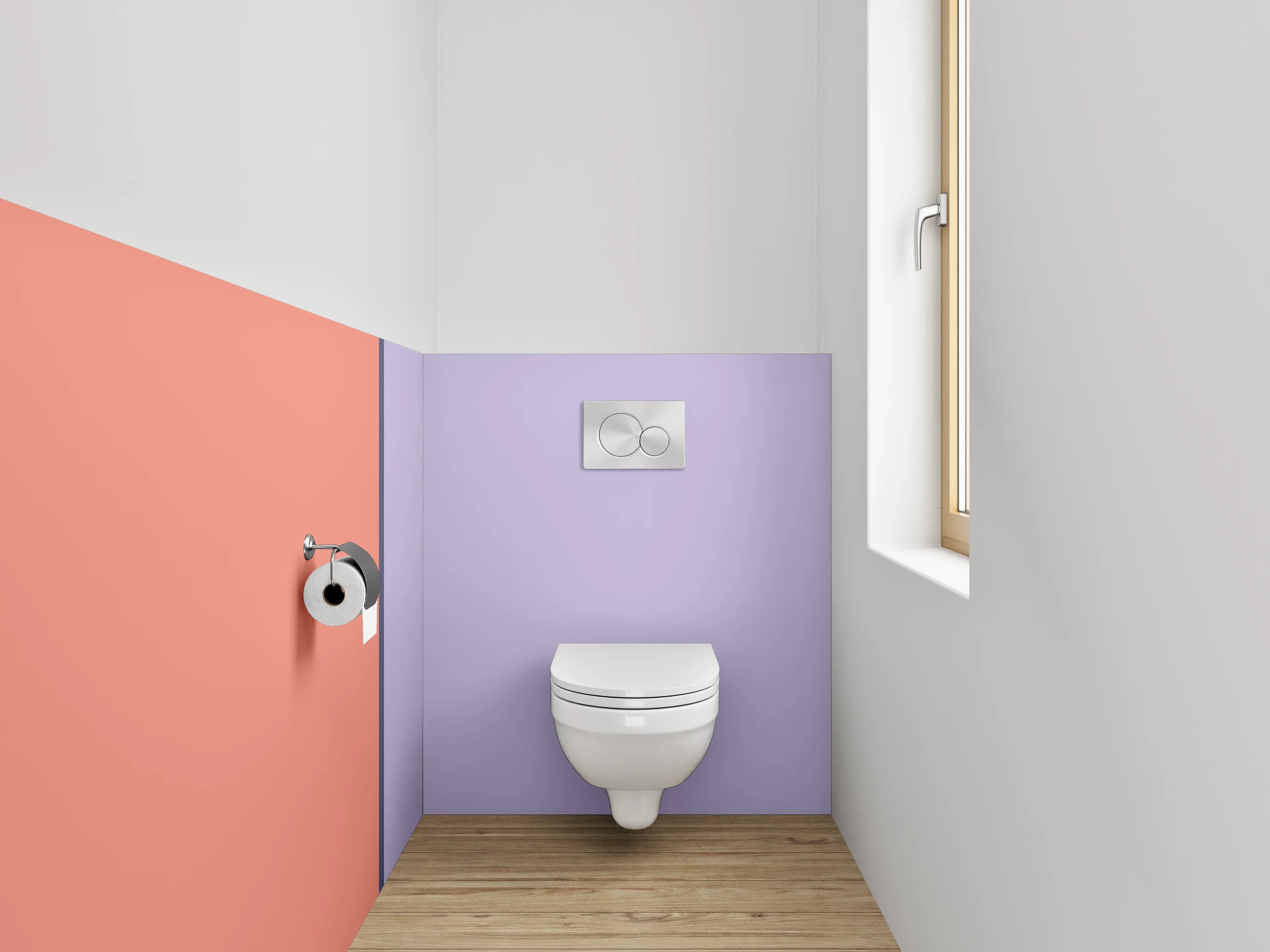 WC-Rückwand - Aquarellartige Farbverläufe in Lila und Koralle