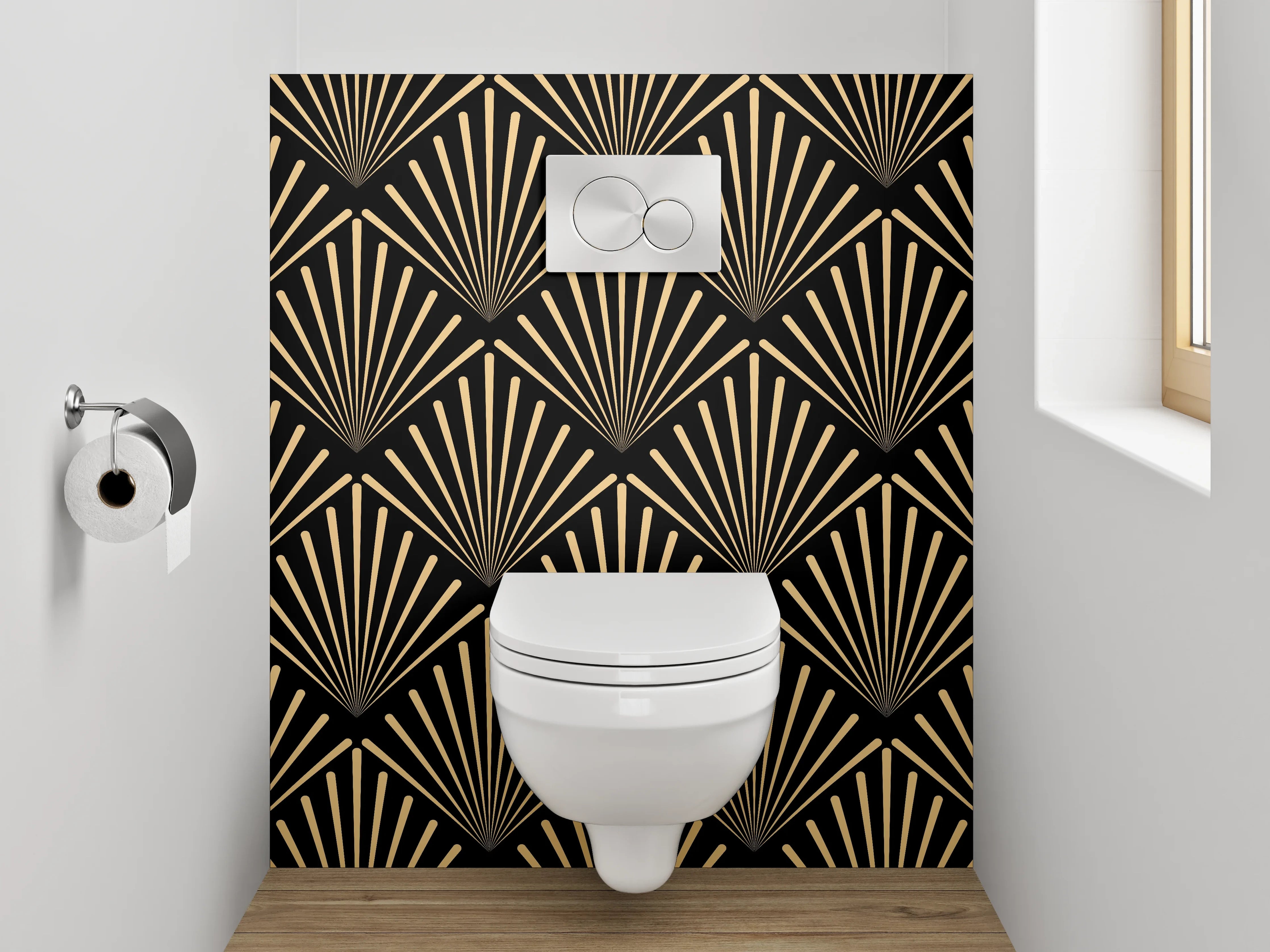 WC-Rückwand - Art Deco Gold Muster Tapete