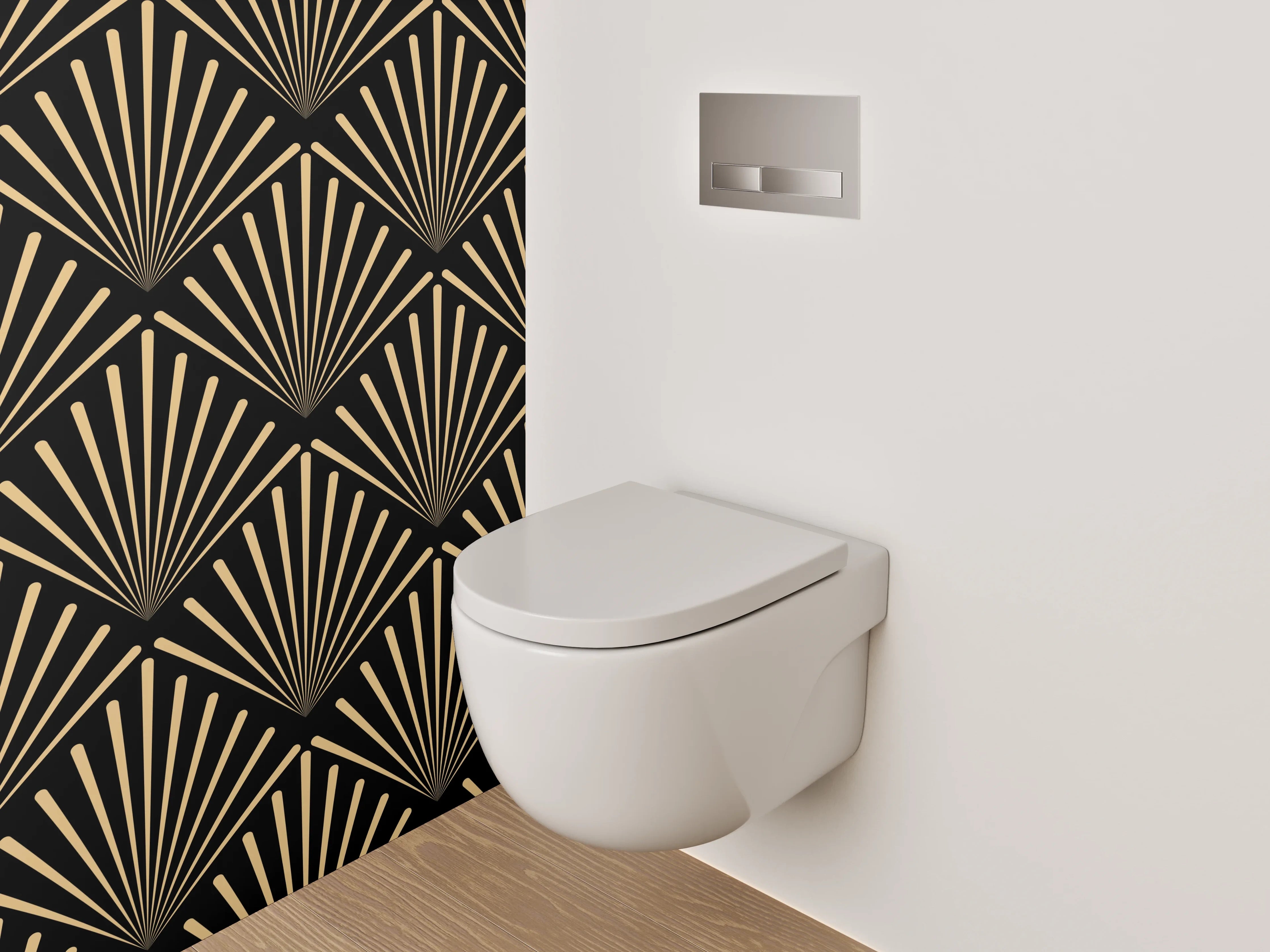 WC-Rückwand - Art Deco Gold Muster Tapete