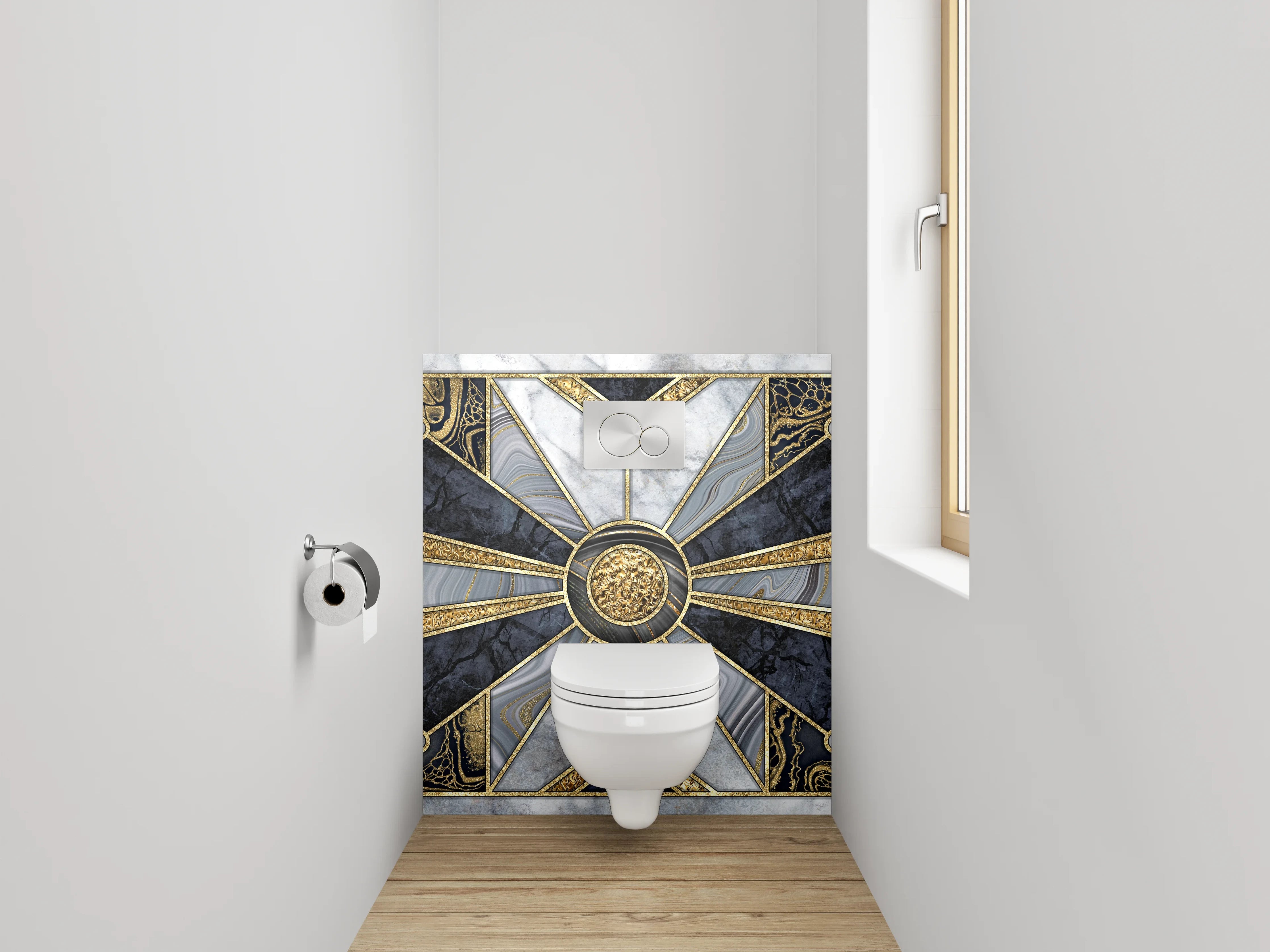 WC-Rückwand - Art Deco Marmor Gold Muster