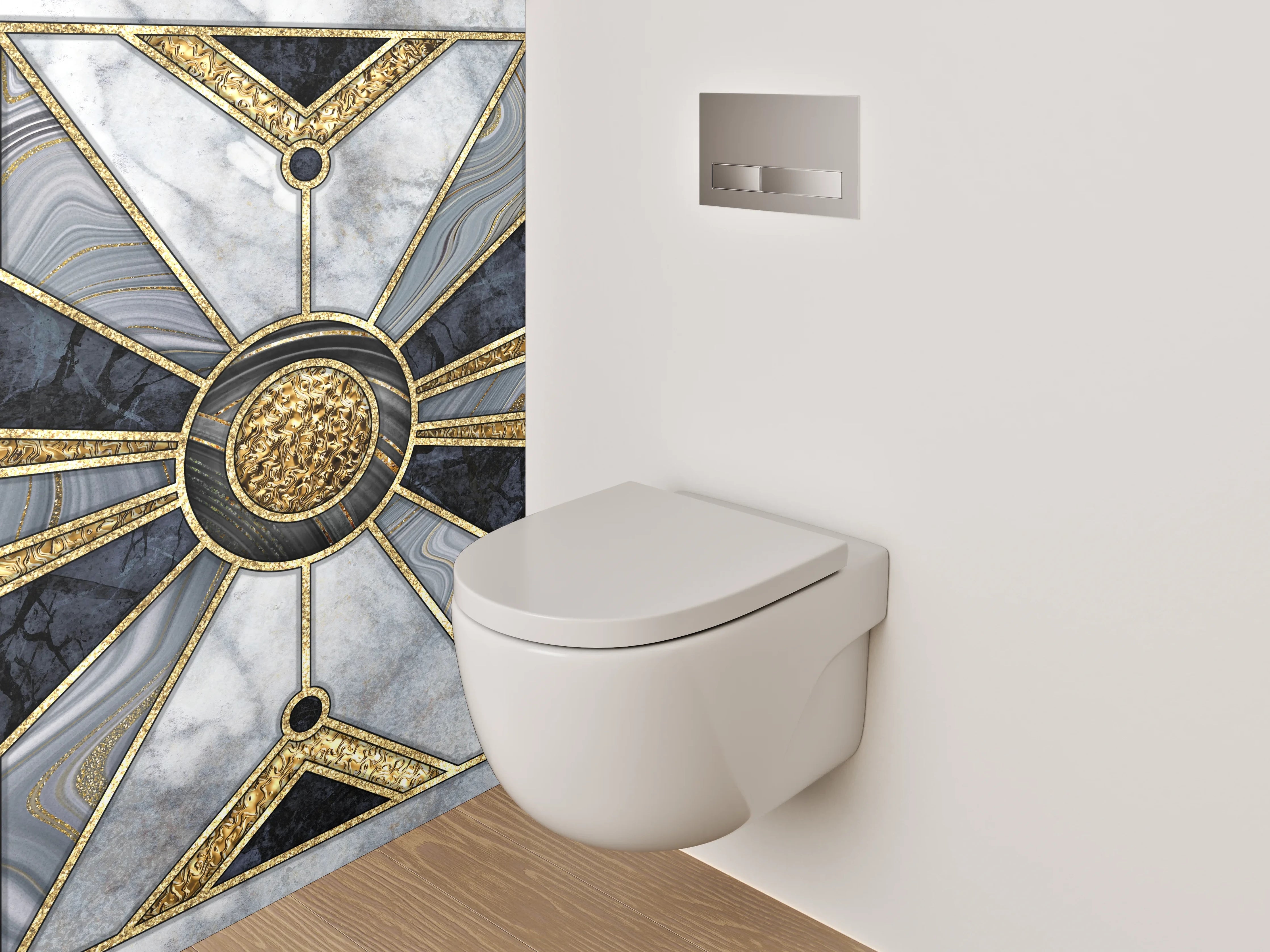 WC-Rückwand - Art Deco Marmor Gold Muster