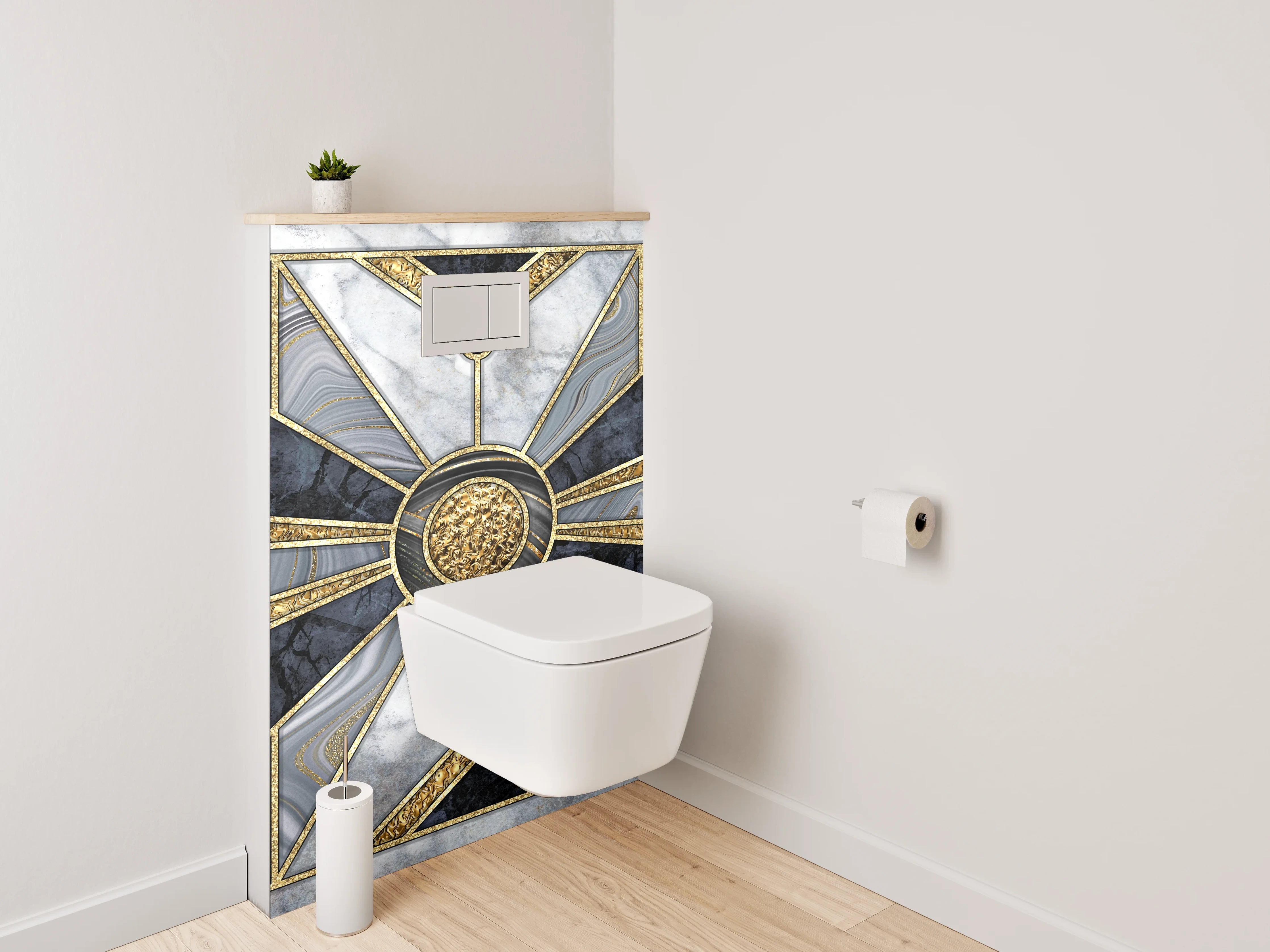 WC-Rückwand - Art Deco Marmor Gold Muster