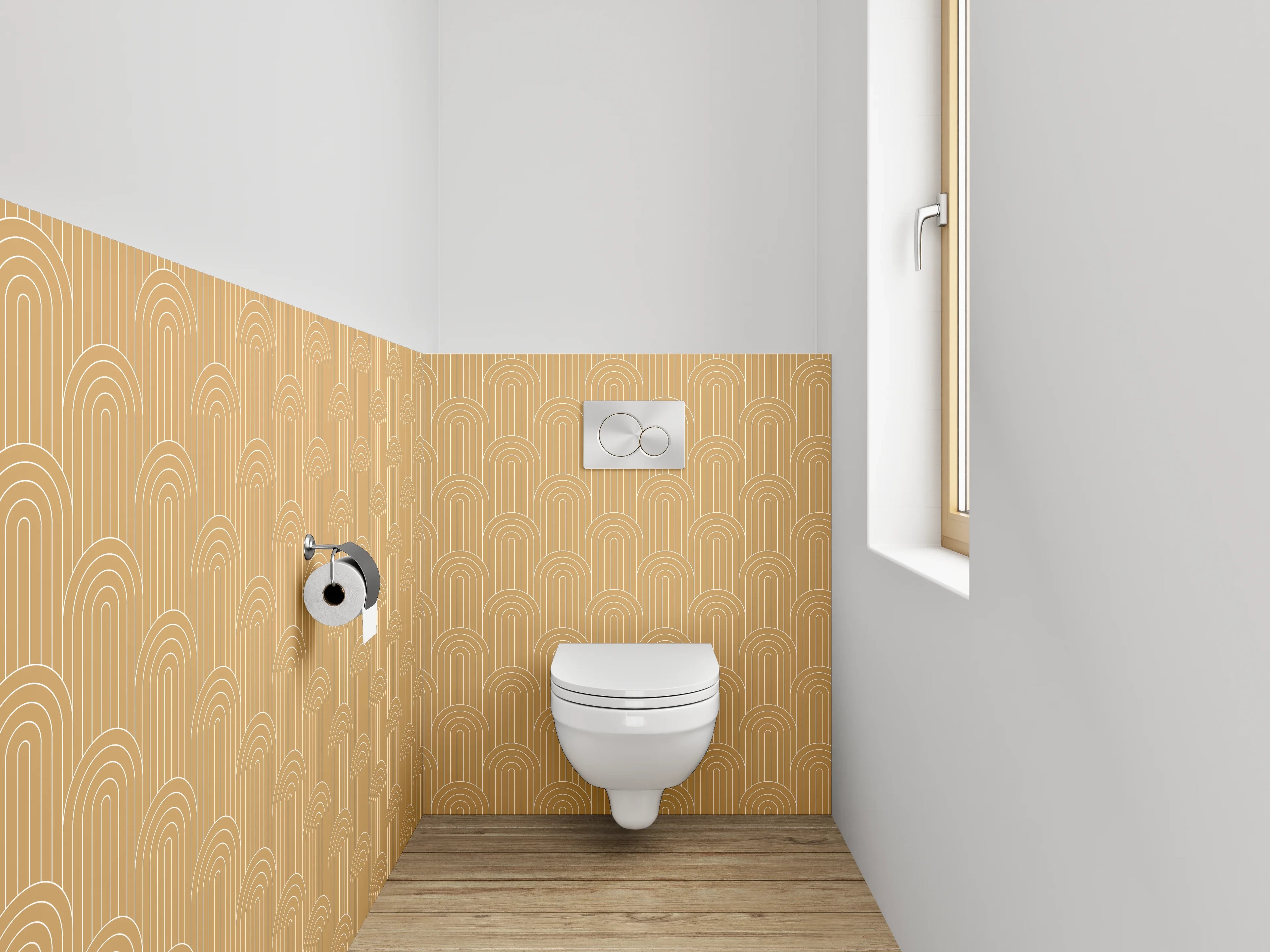 WC-Rückwand - Art Deco Muster Beige