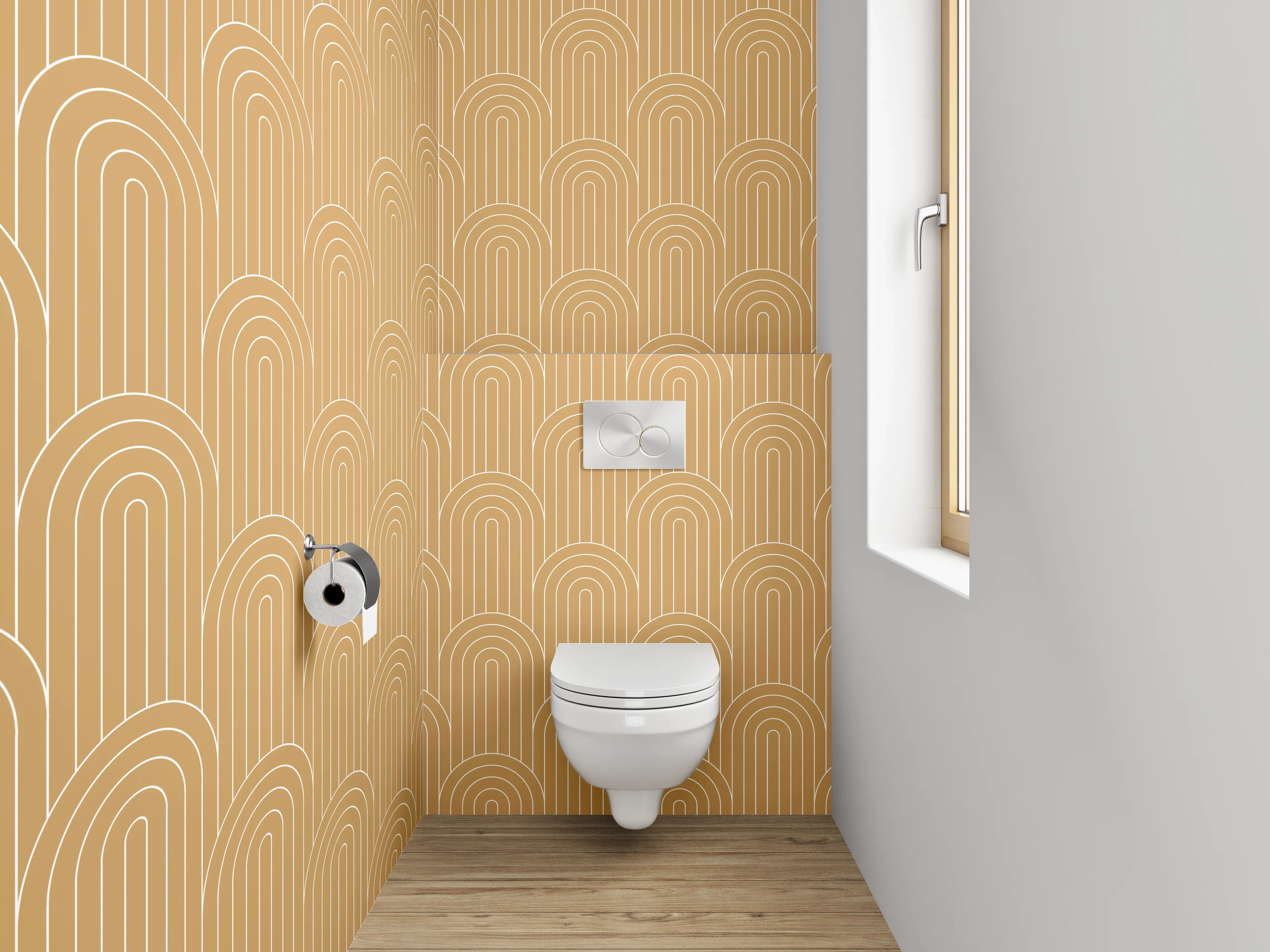 WC-Rückwand - Art Deco Muster Beige