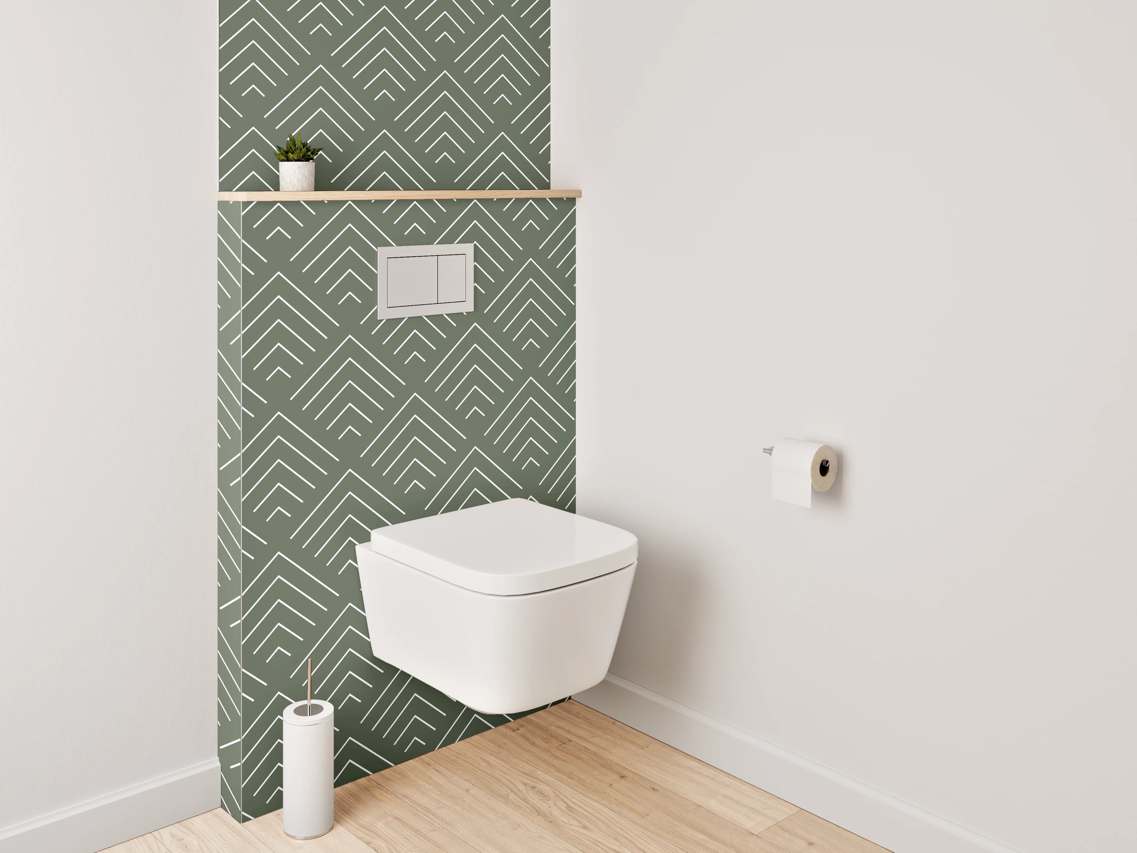 WC-Rückwand - Art Deco Muster Grün Weiß