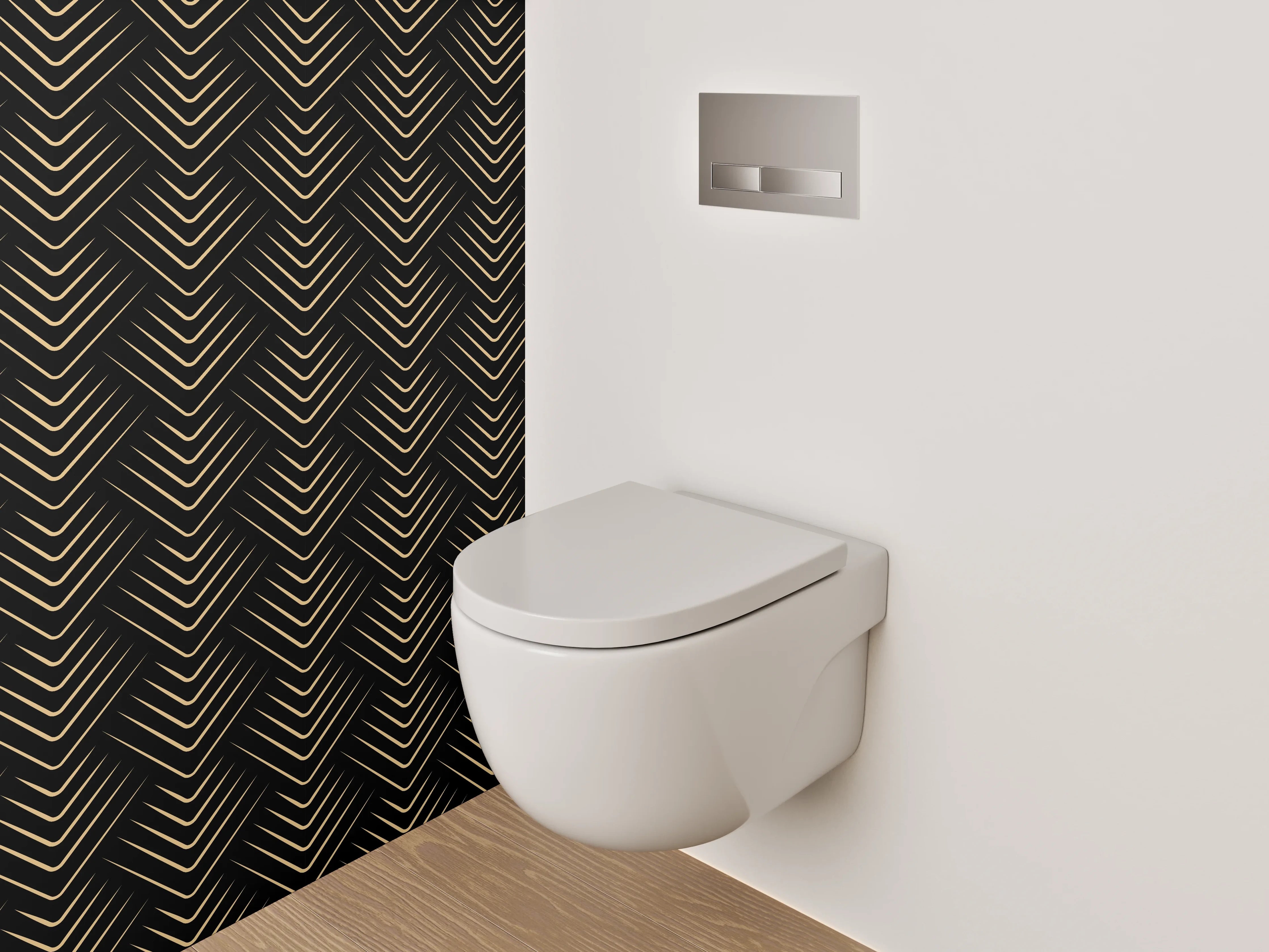 WC-Rückwand - Art Deco Muster Schwarz Gold