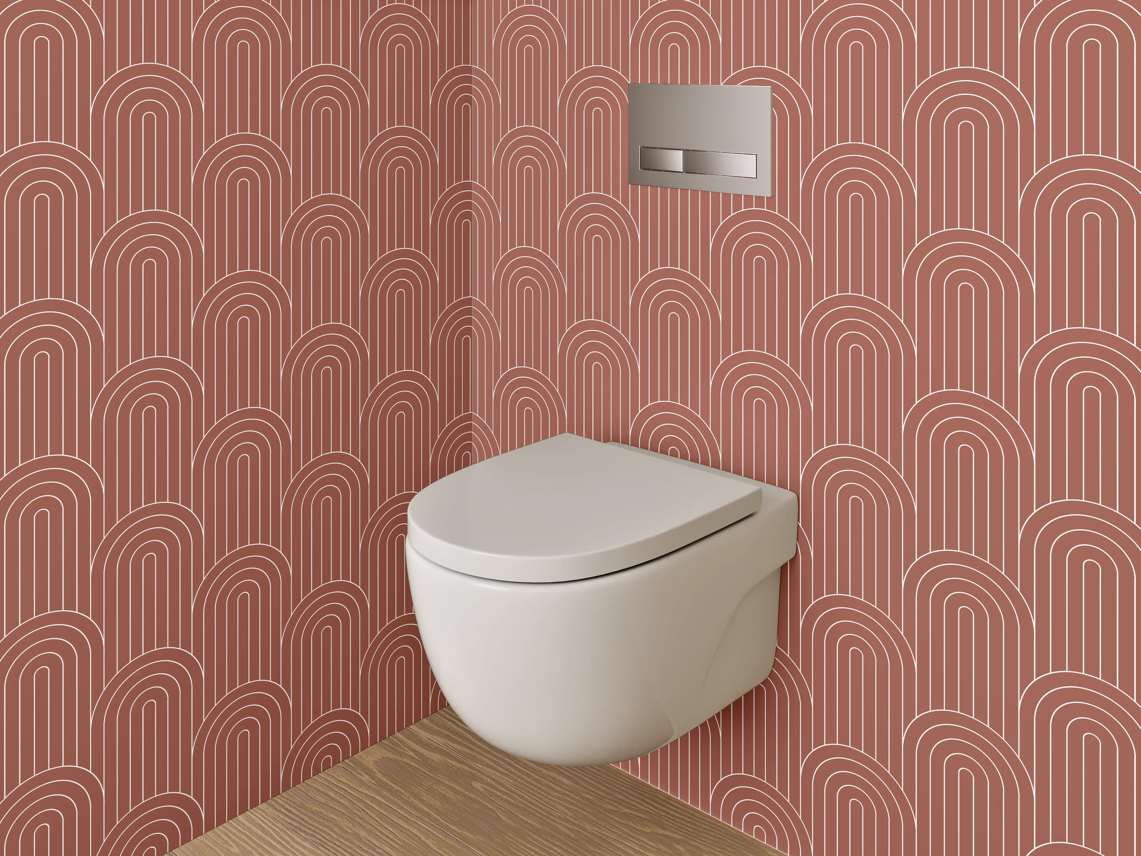 WC-Rückwand - Art Deco Muster Terrakotta Halbkreise