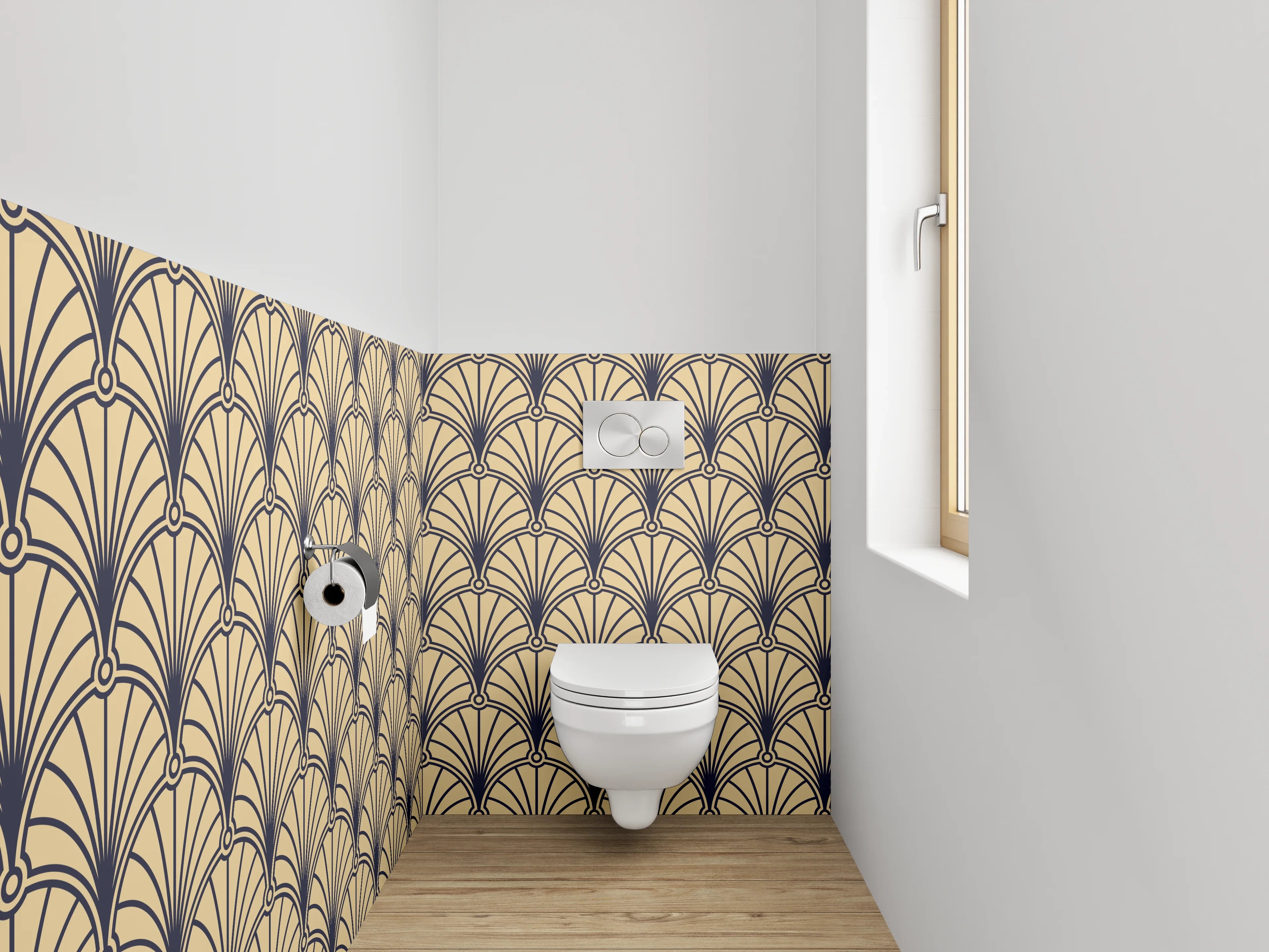 WC-Rückwand - Art Deco Retro Muster Beige Braun