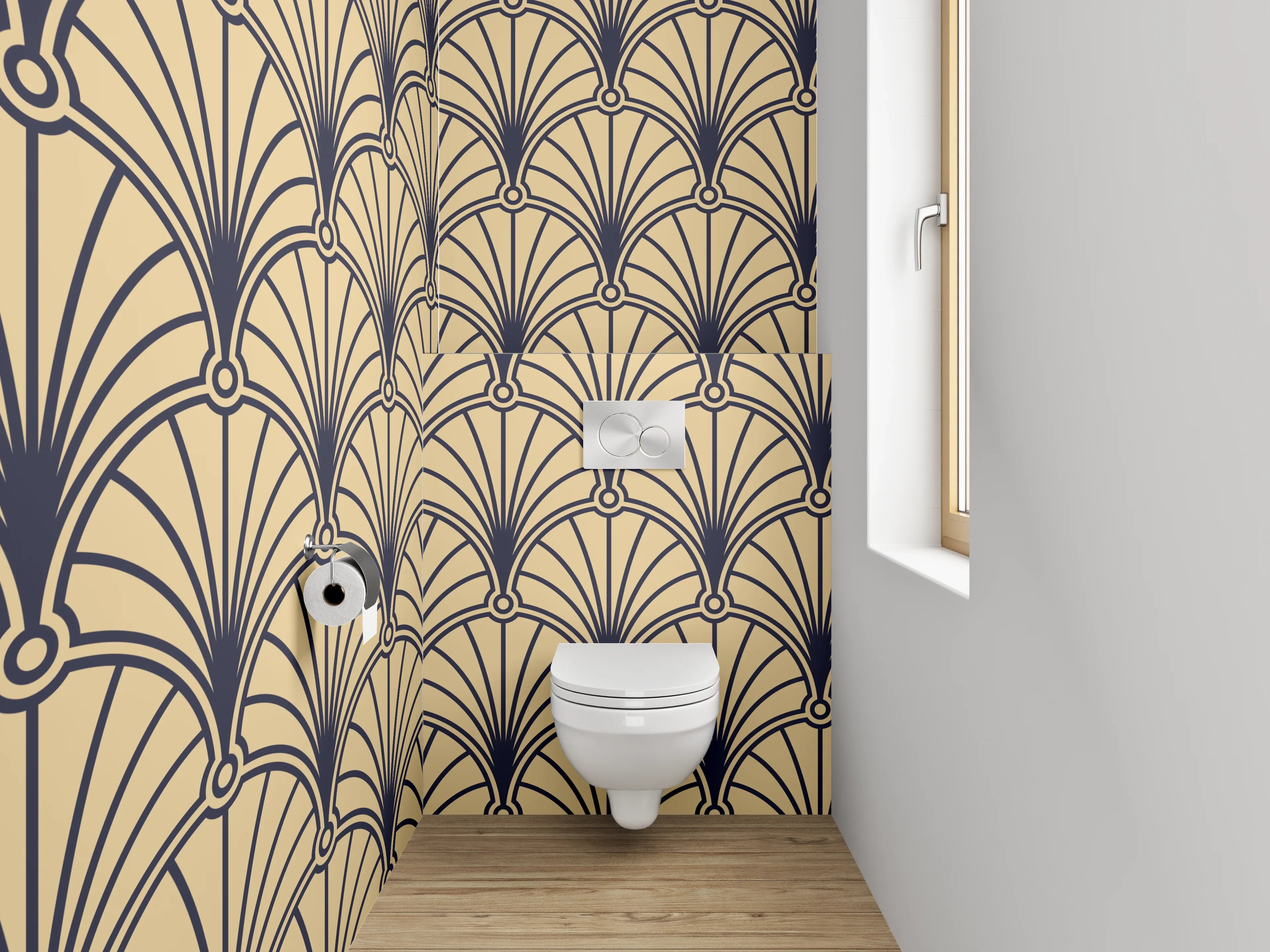 WC-Rückwand - Art Deco Retro Muster Beige Braun