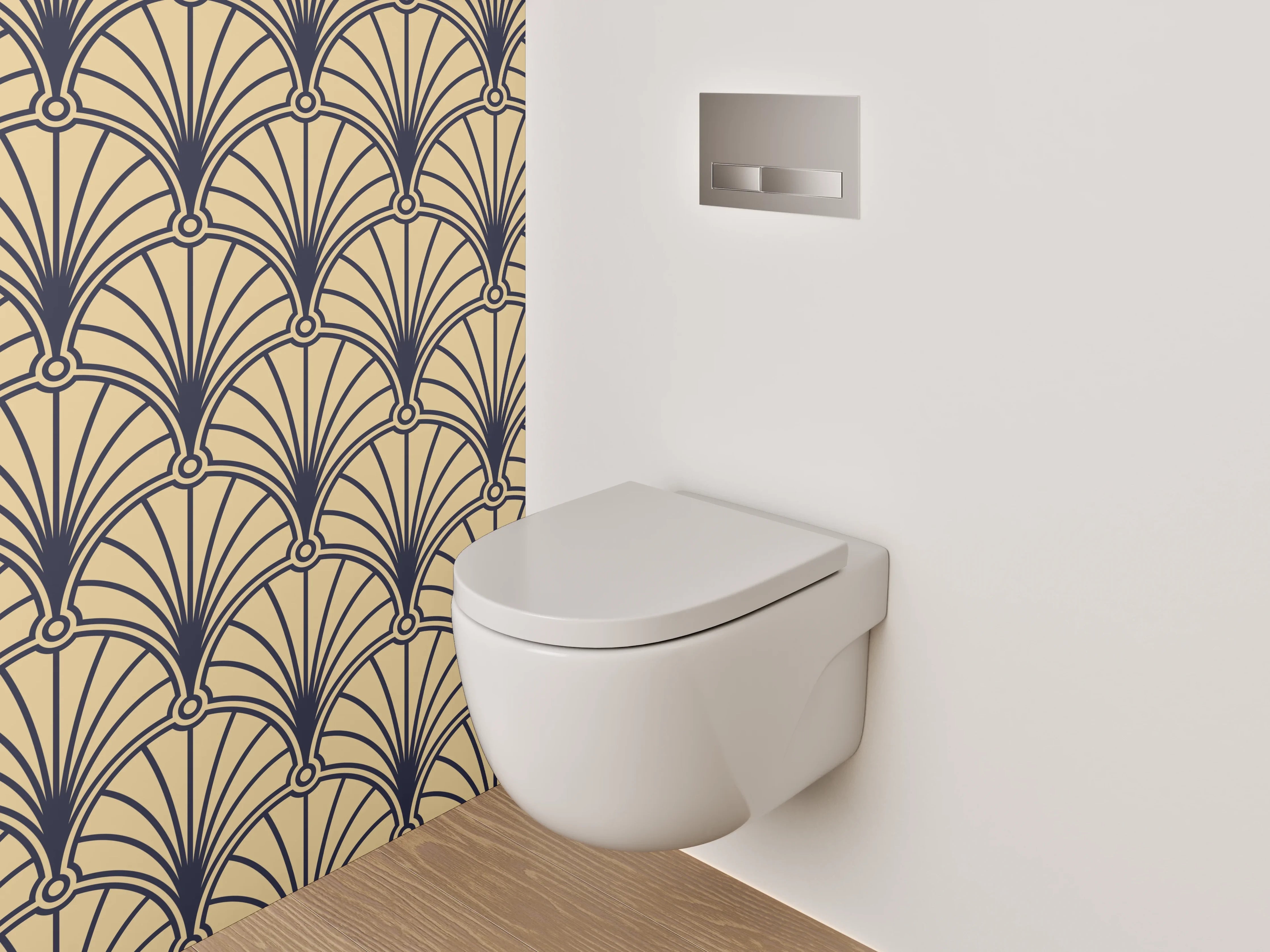 WC-Rückwand - Art Deco Retro Muster Beige Braun