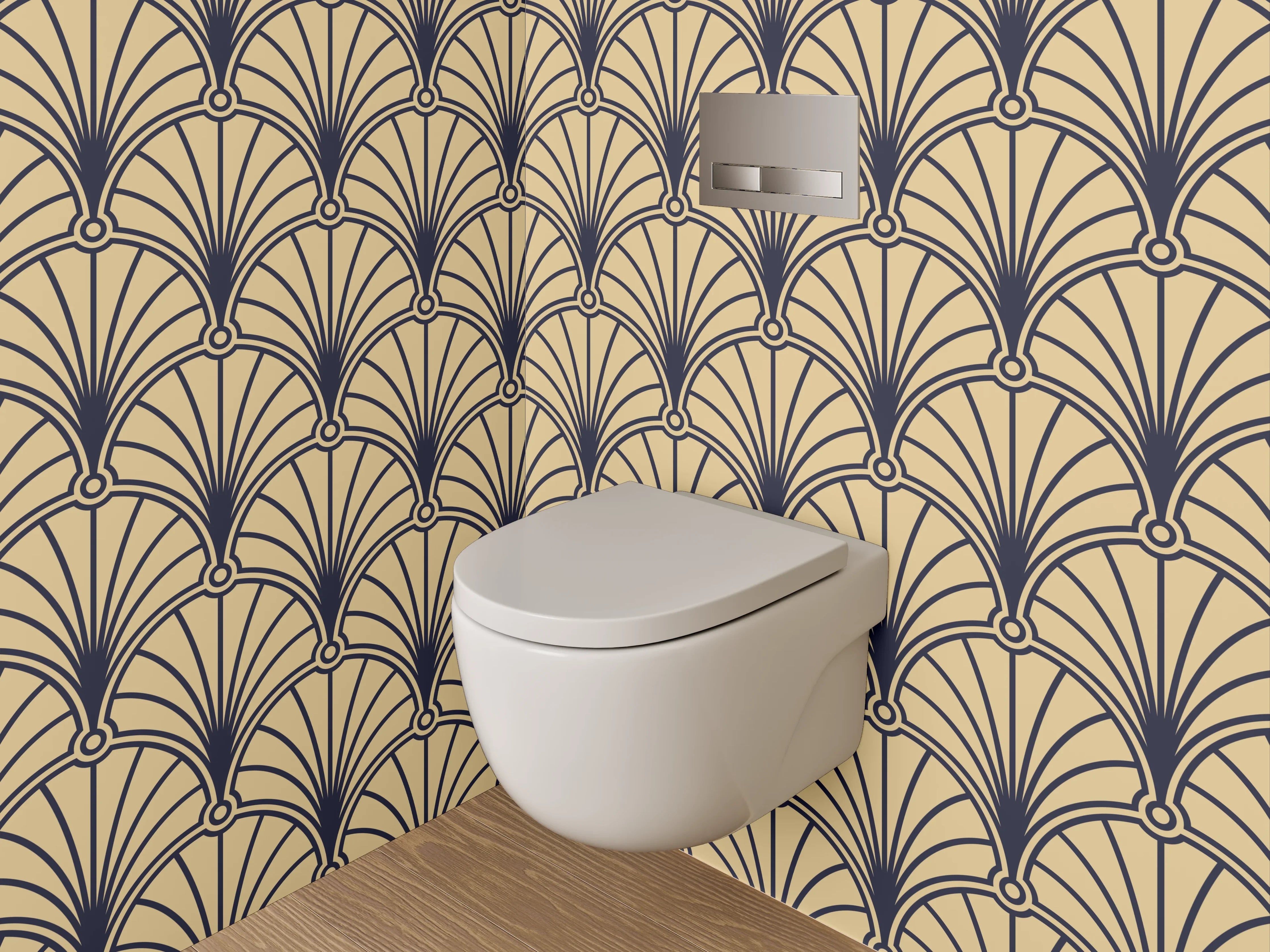 WC-Rückwand - Art Deco Retro Muster Beige Braun