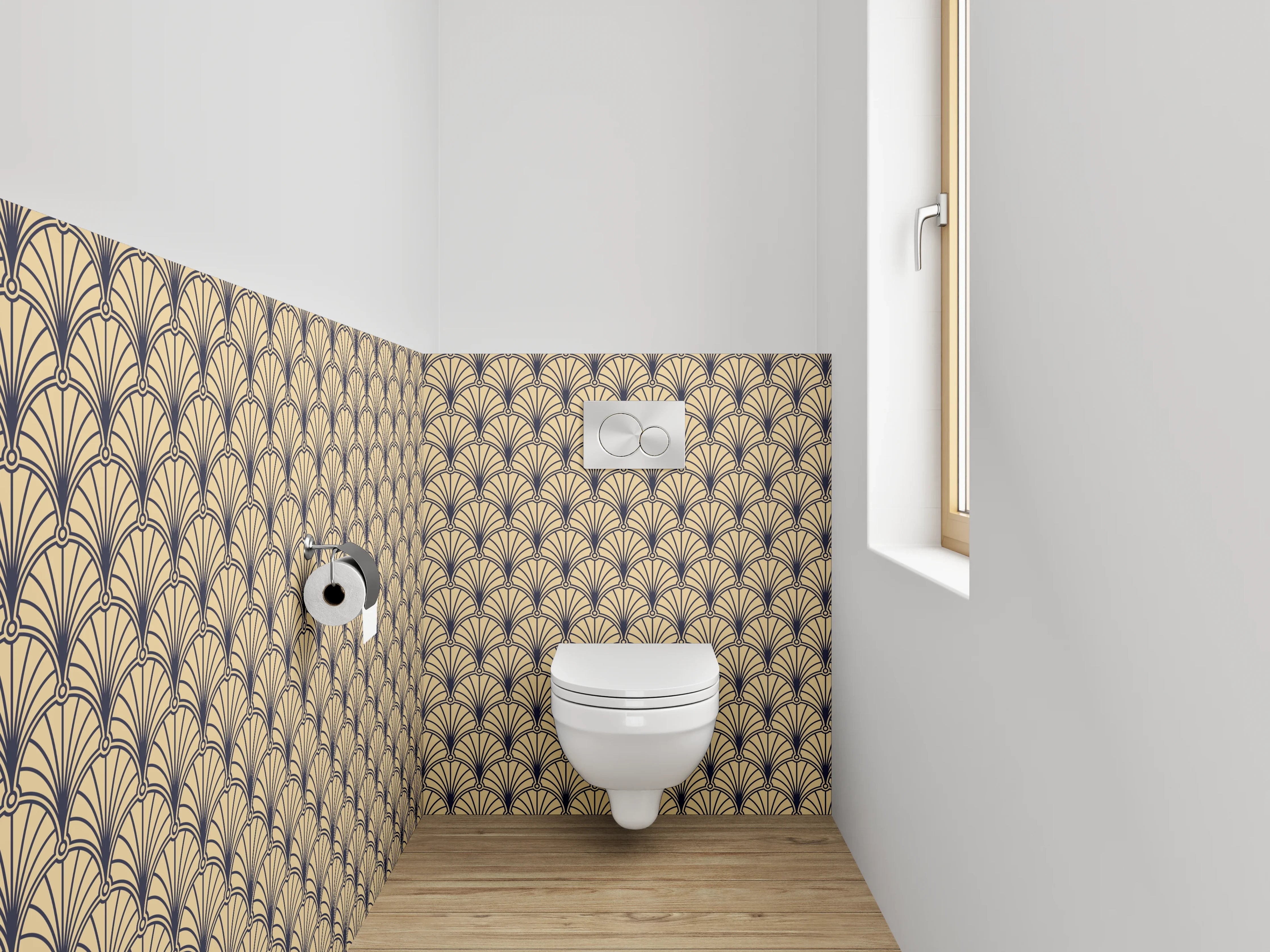 WC-Rückwand - Art Deco Retro Muster Braun Gold