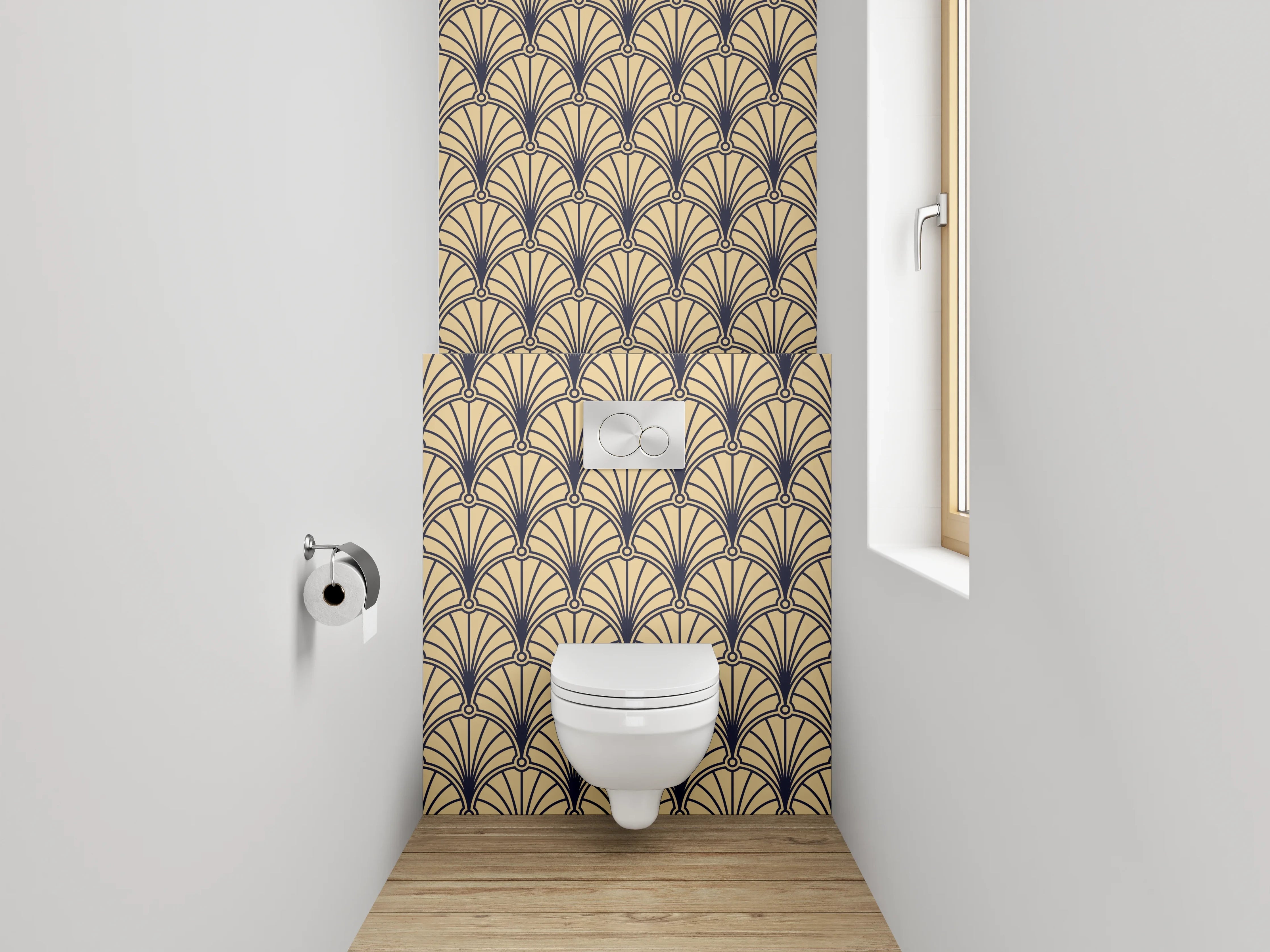 WC-Rückwand - Art Deco Retro Muster Braun Gold