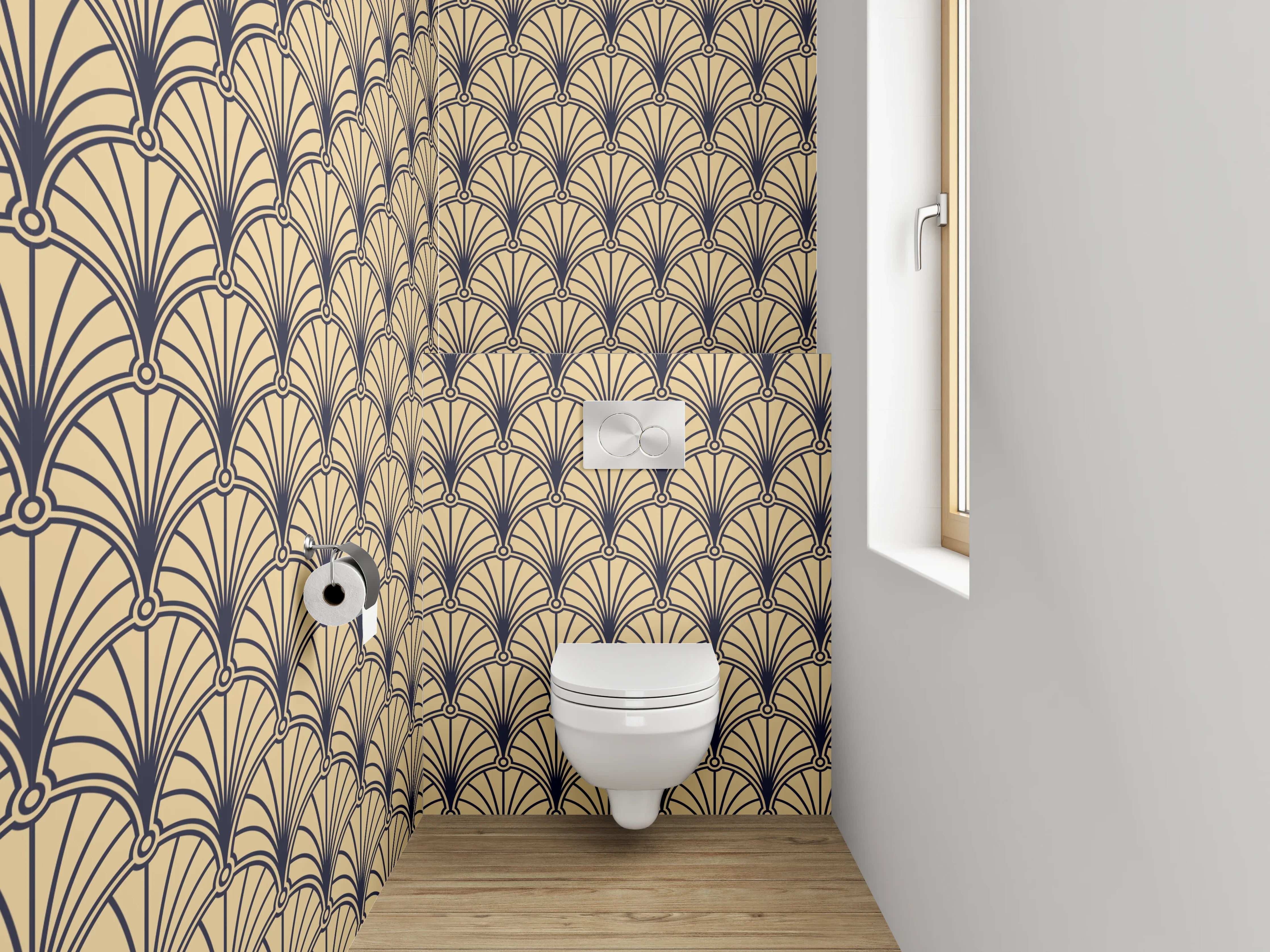 WC-Rückwand - Art Deco Retro Muster Braun Gold