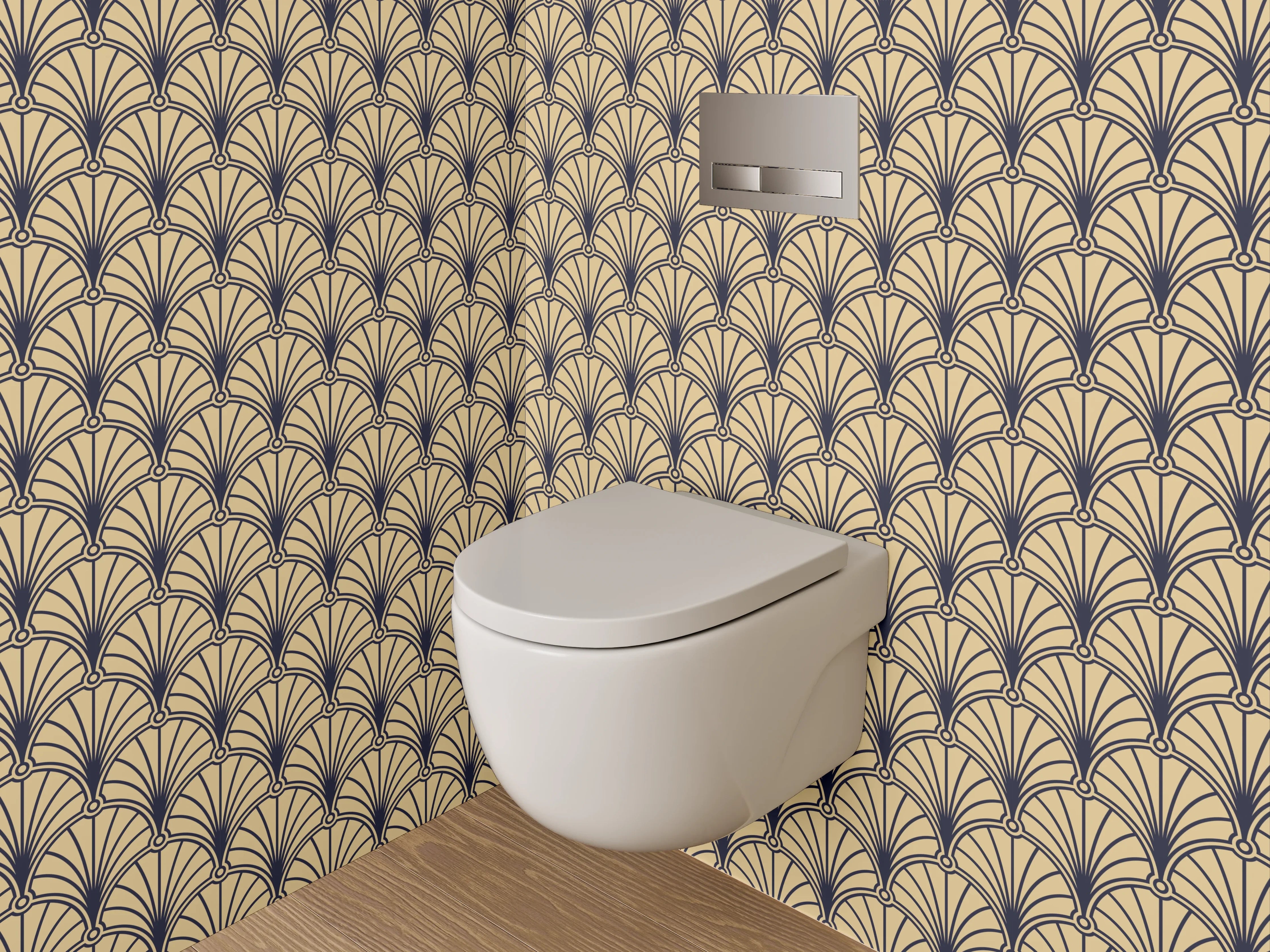 WC-Rückwand - Art Deco Retro Muster Braun Gold