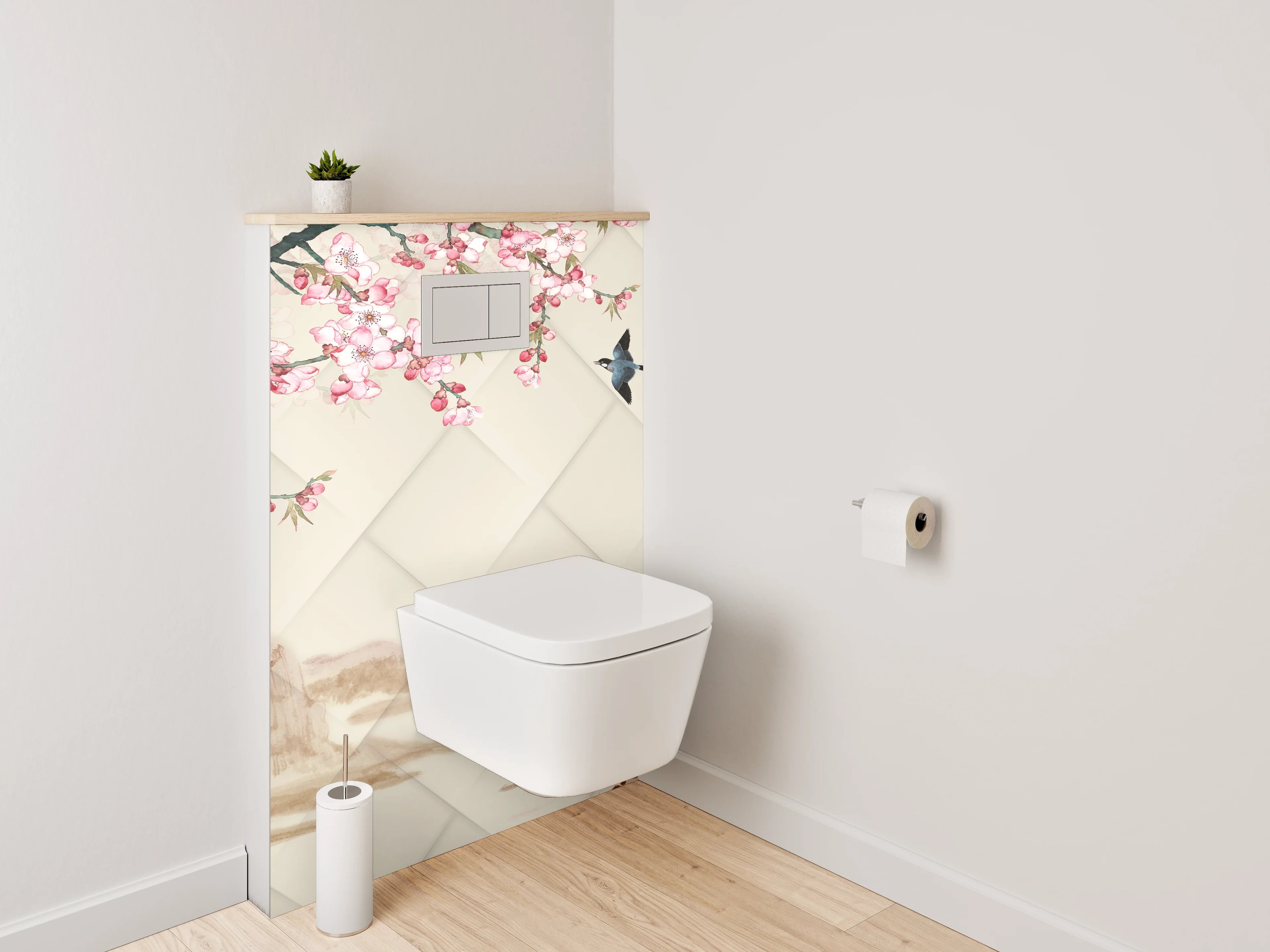 WC-Rückwand - Asiatische Kirschblüte Landschaft Malerei