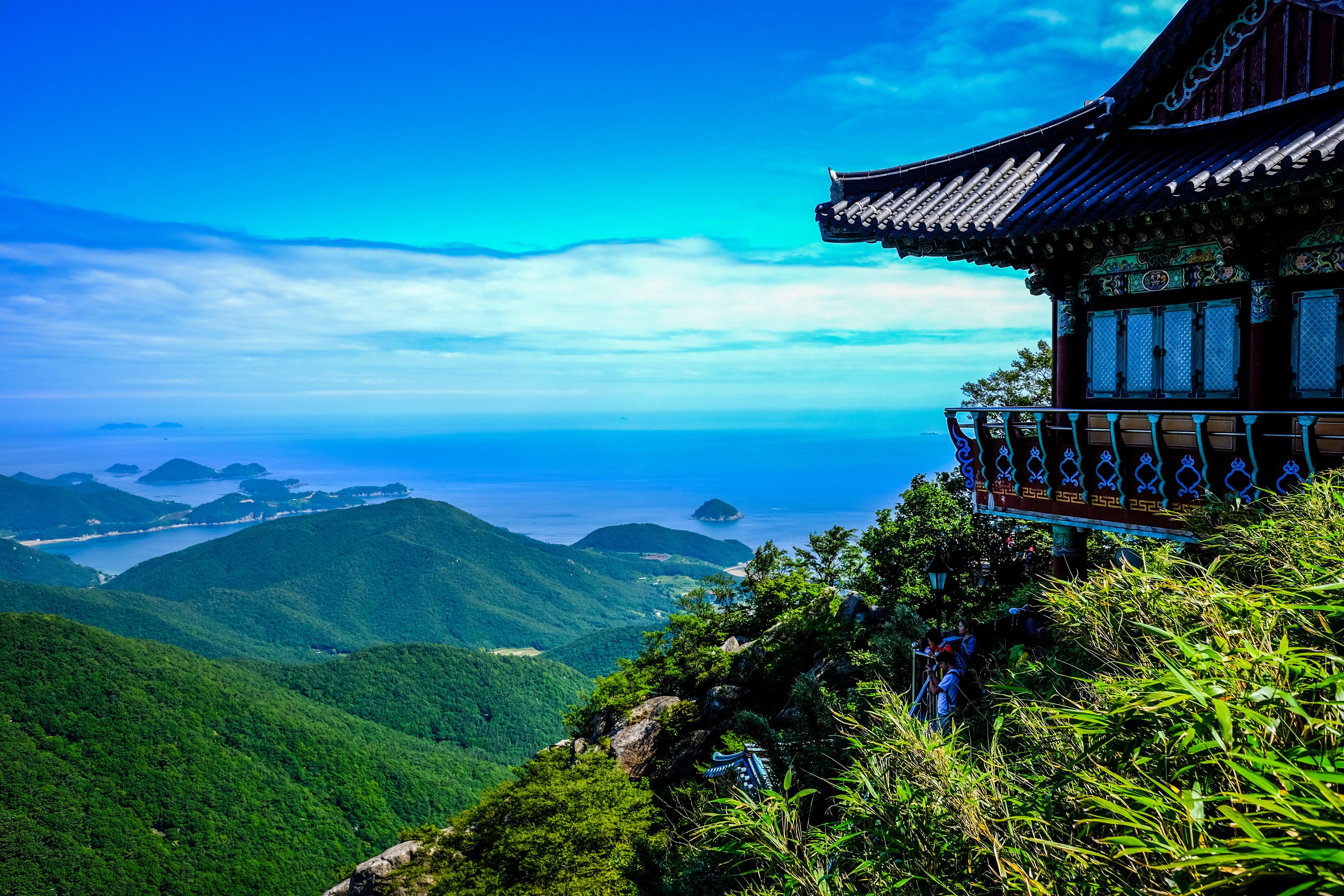 WC-Rückwand-Asiatischer Tempelblick am Meer