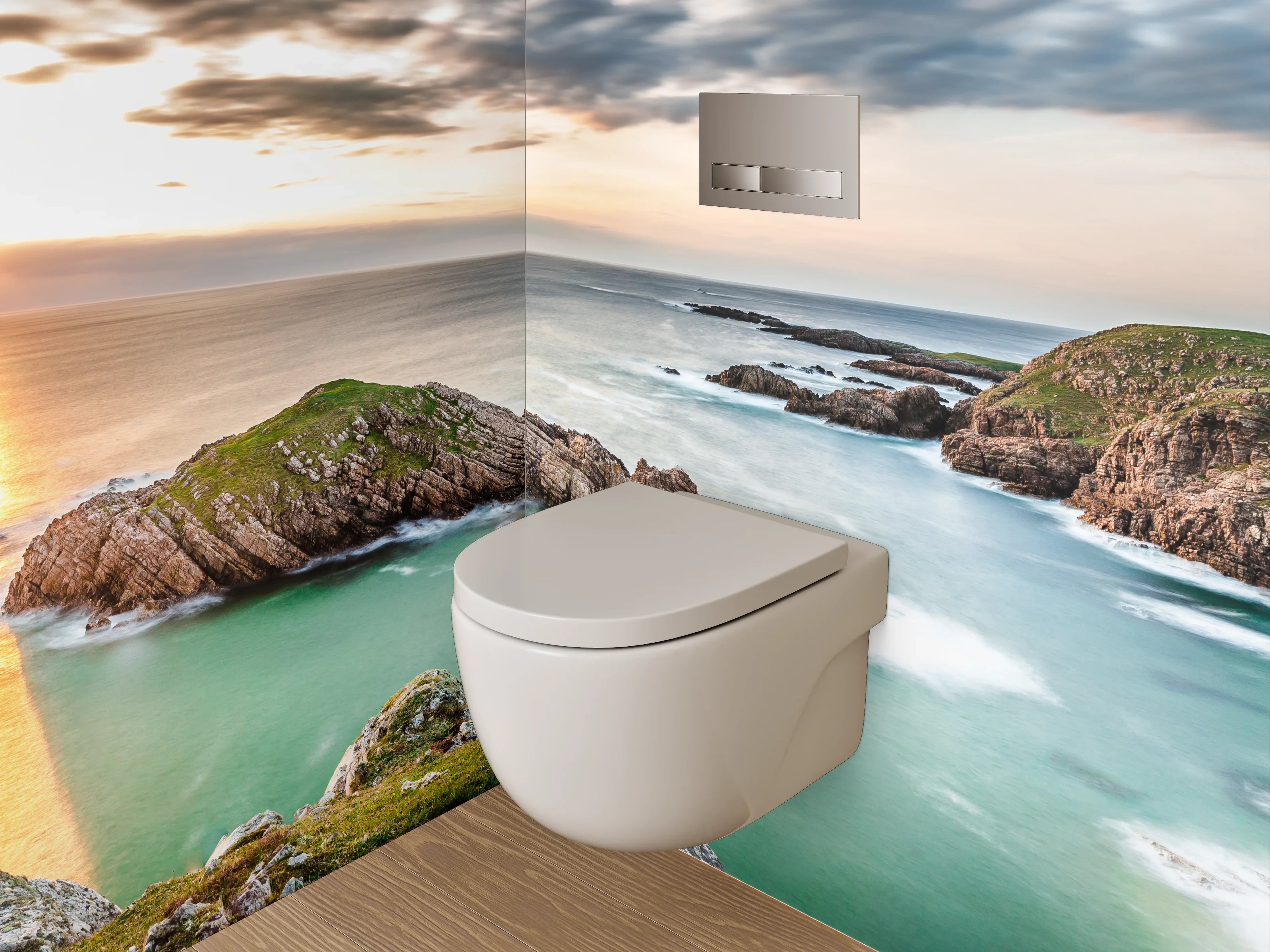 WC-Rückwand - Atemberaubende Küste bei Sonnenuntergang