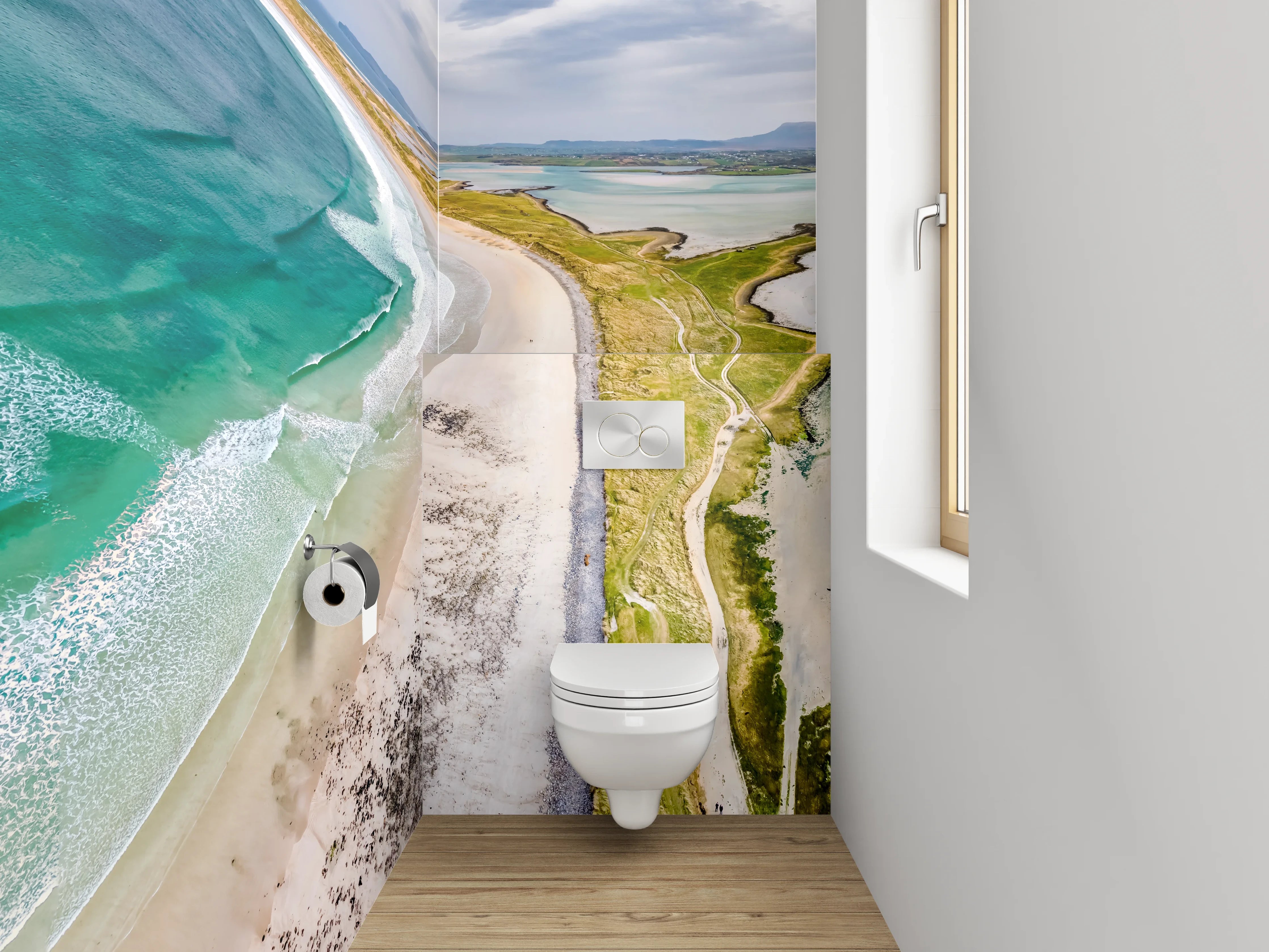 WC-Rückwand - Atemberaubender Küstenstrand mit türkisblauem Meer