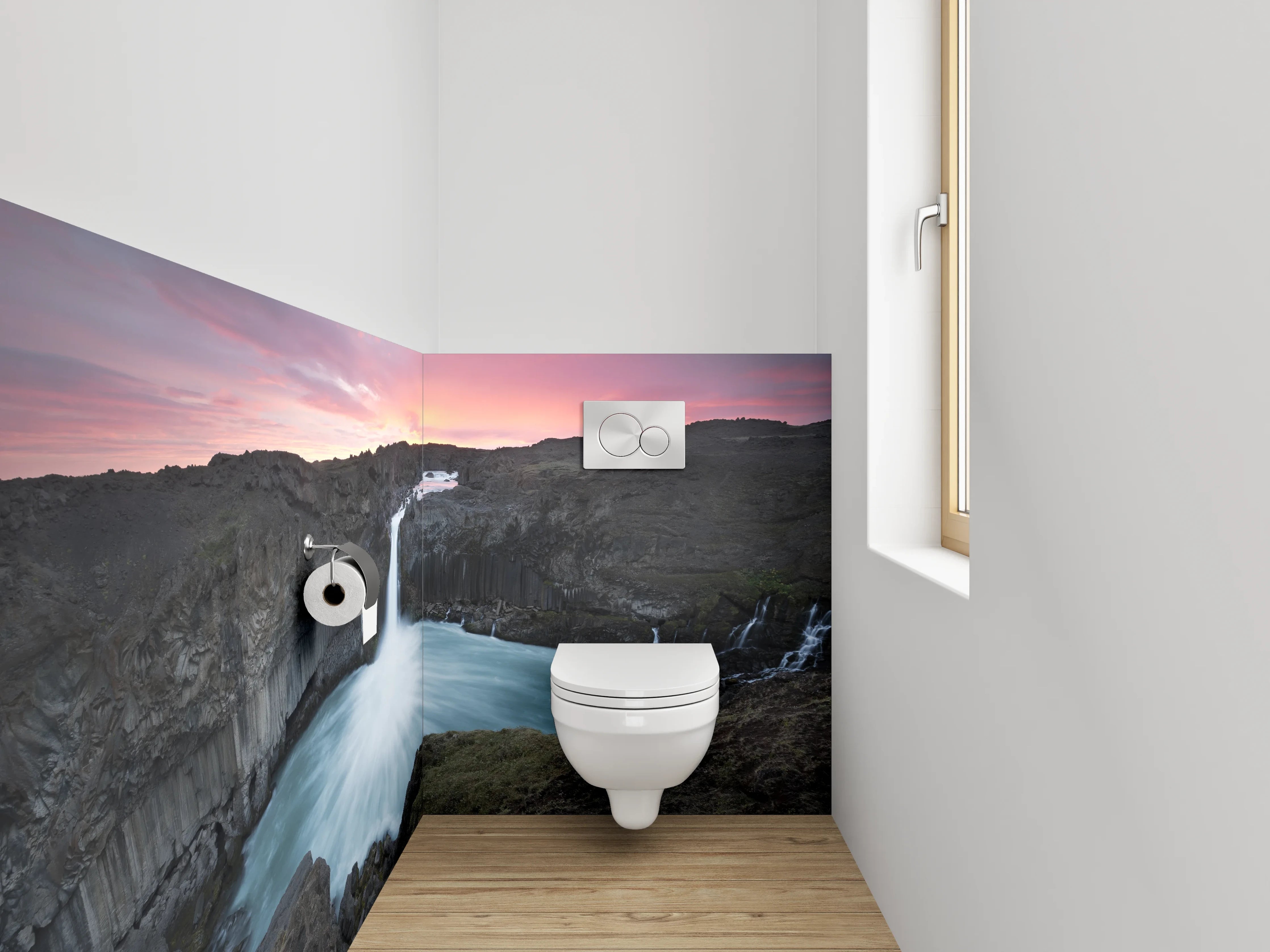 WC-Rückwand - Atemberaubender Wasserfall Island Panorama