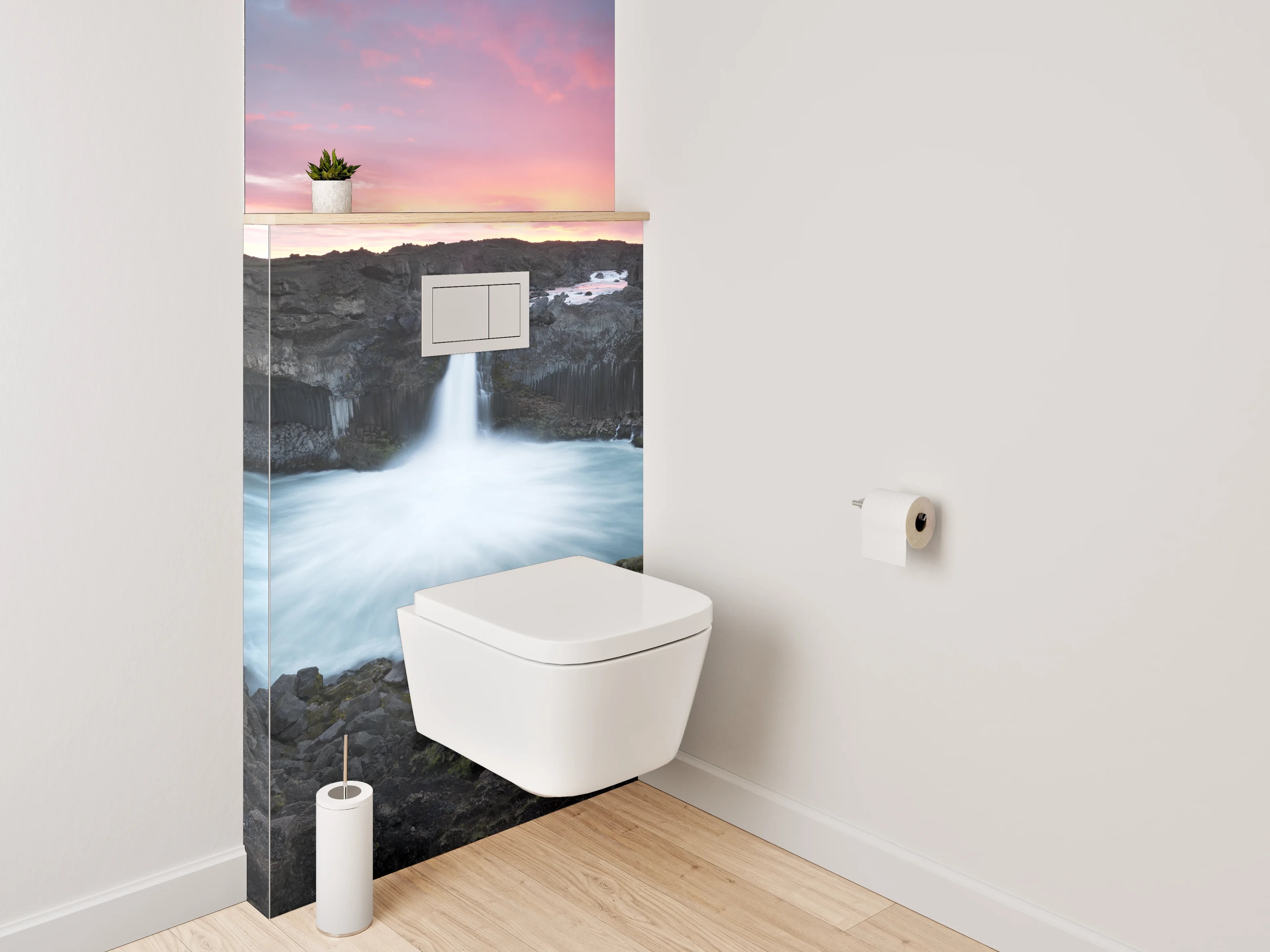 WC-Rückwand - Atemberaubender Wasserfall Island Panorama