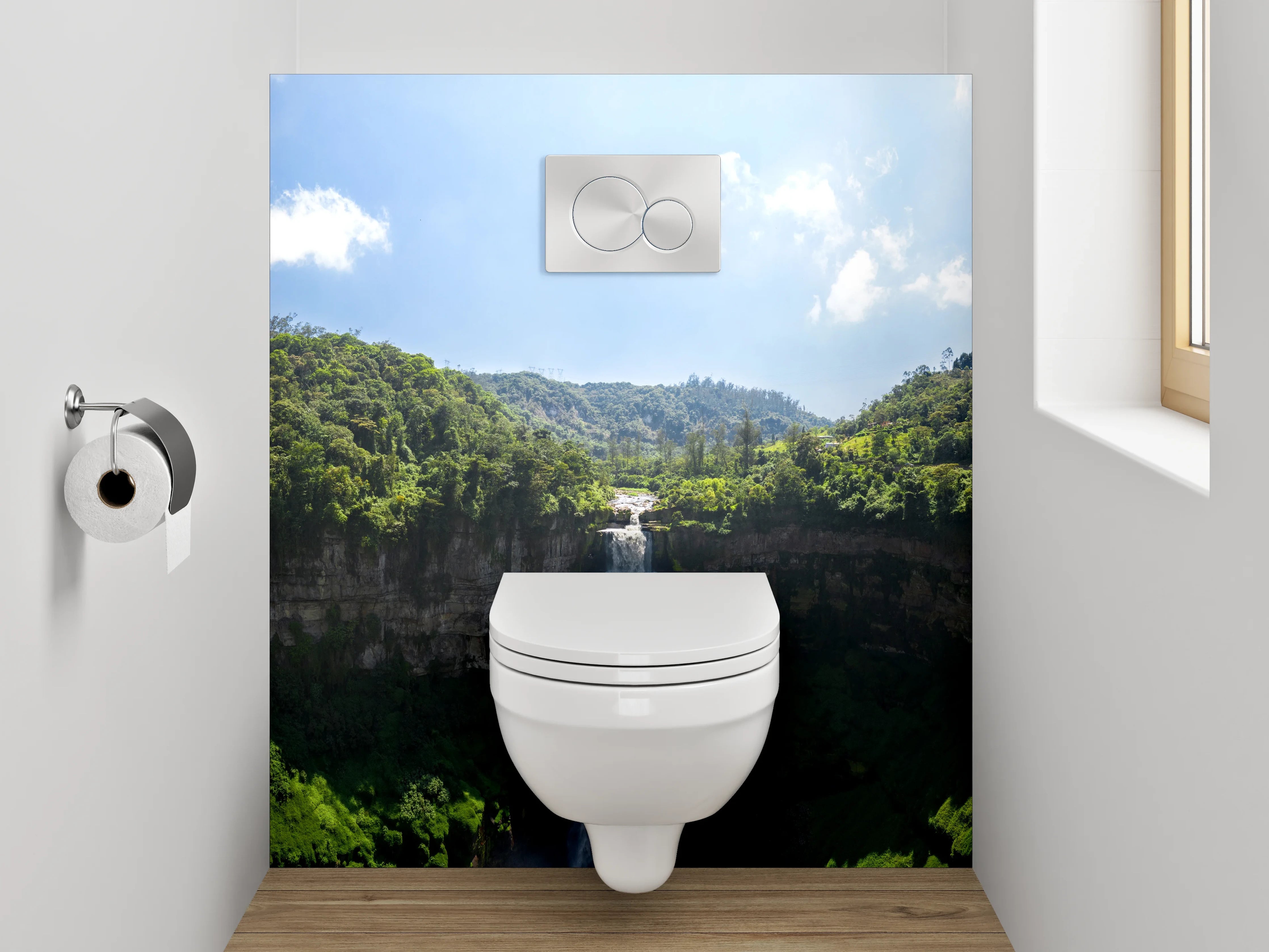 WC-Rückwand - Atemberaubender Wasserfall Naturpanorama