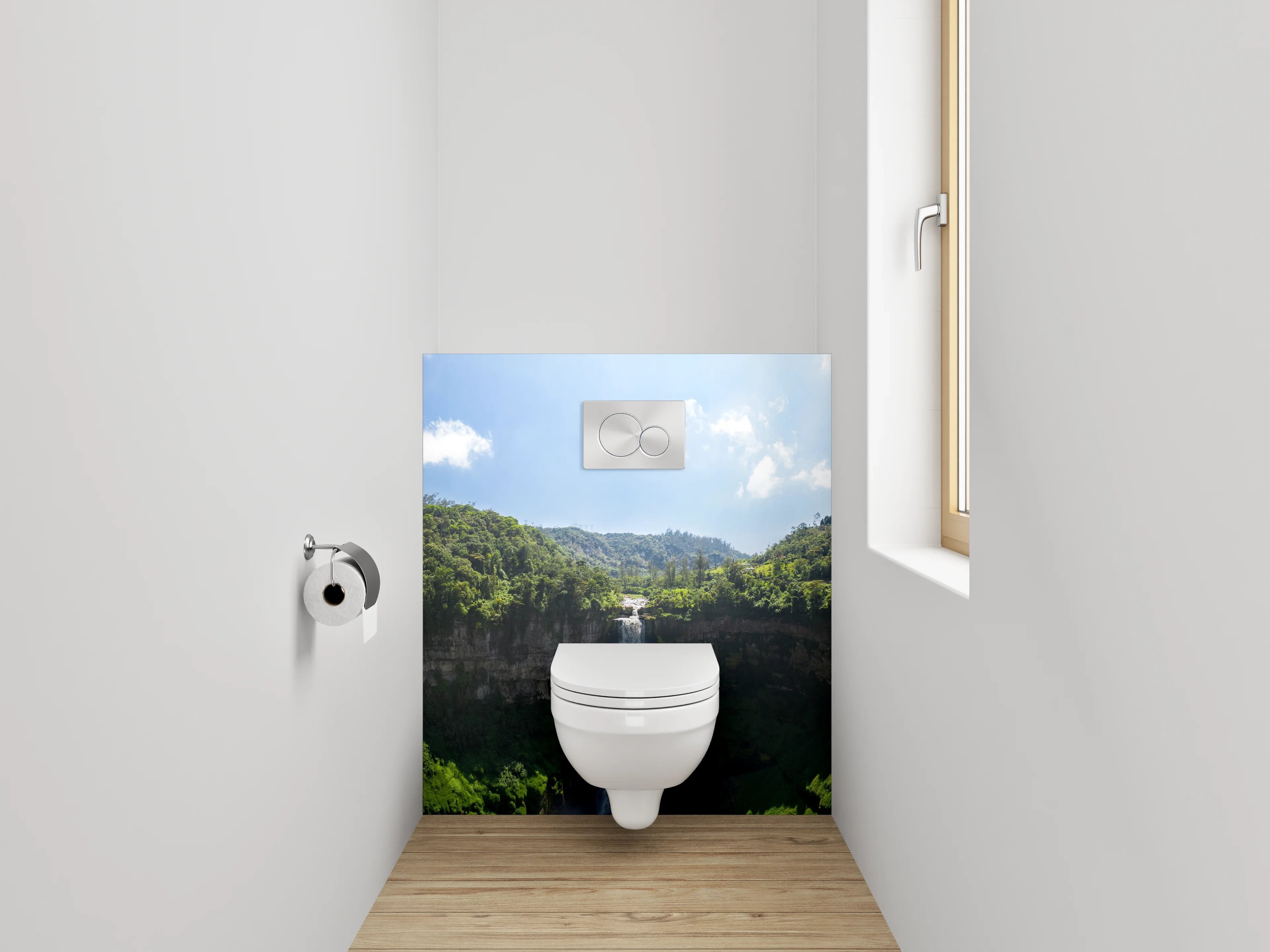 WC-Rückwand - Atemberaubender Wasserfall Naturpanorama