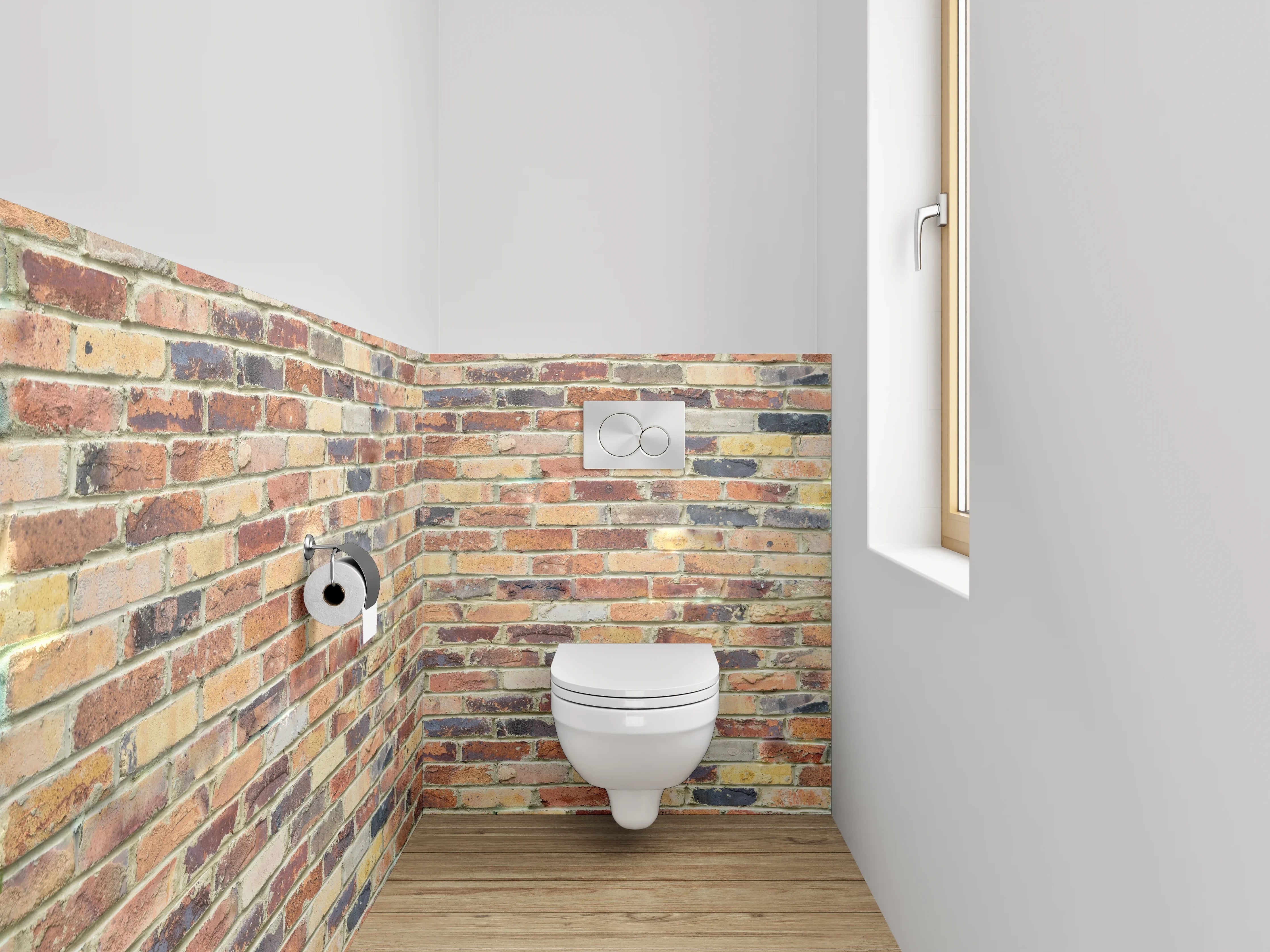 WC-Rückwand - Backstein Wand Optik Rotbraun