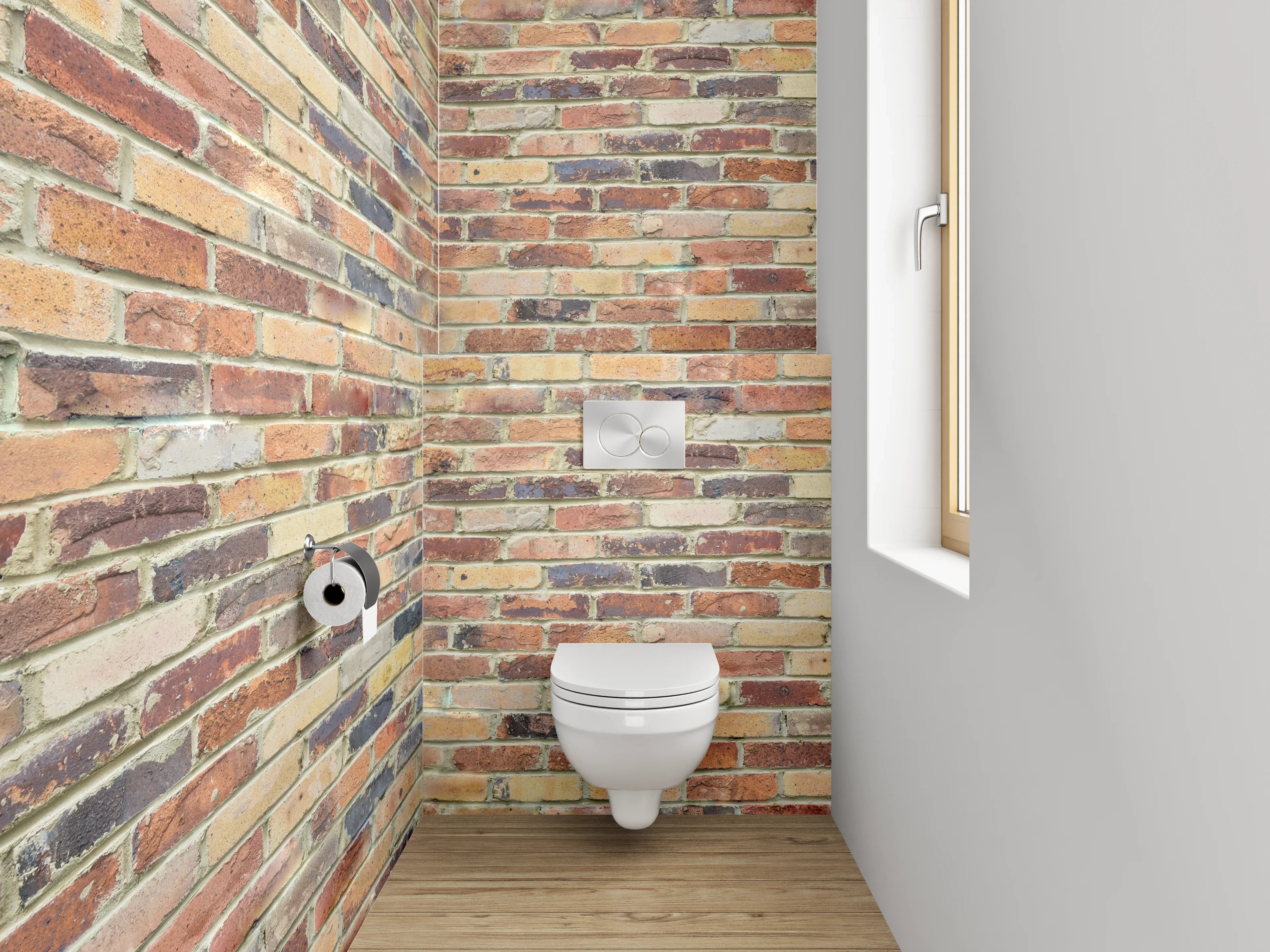 WC-Rückwand - Backstein Wand Optik Rotbraun