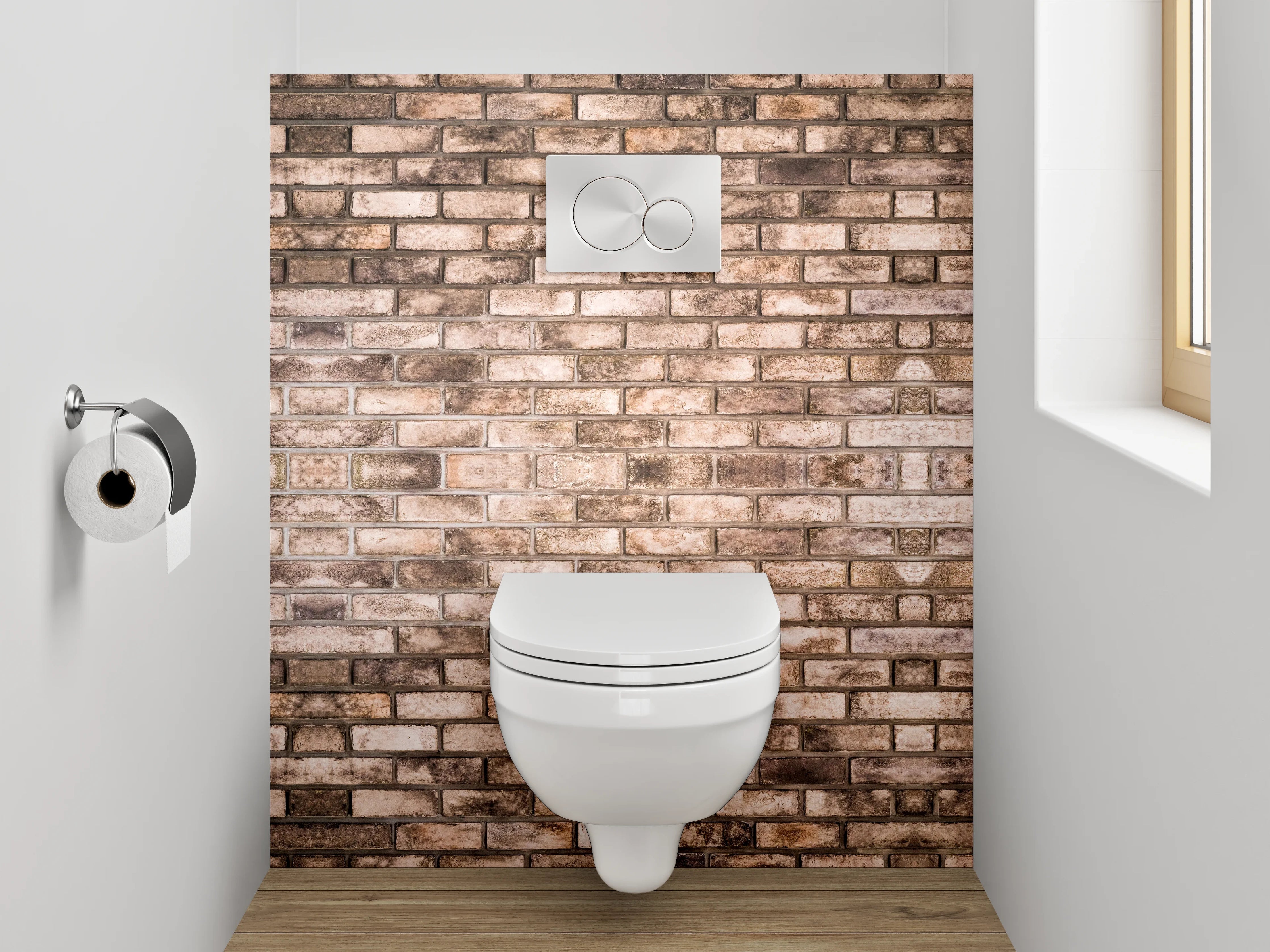 WC-Rückwand - Backstein Wandoptik Braun Beige