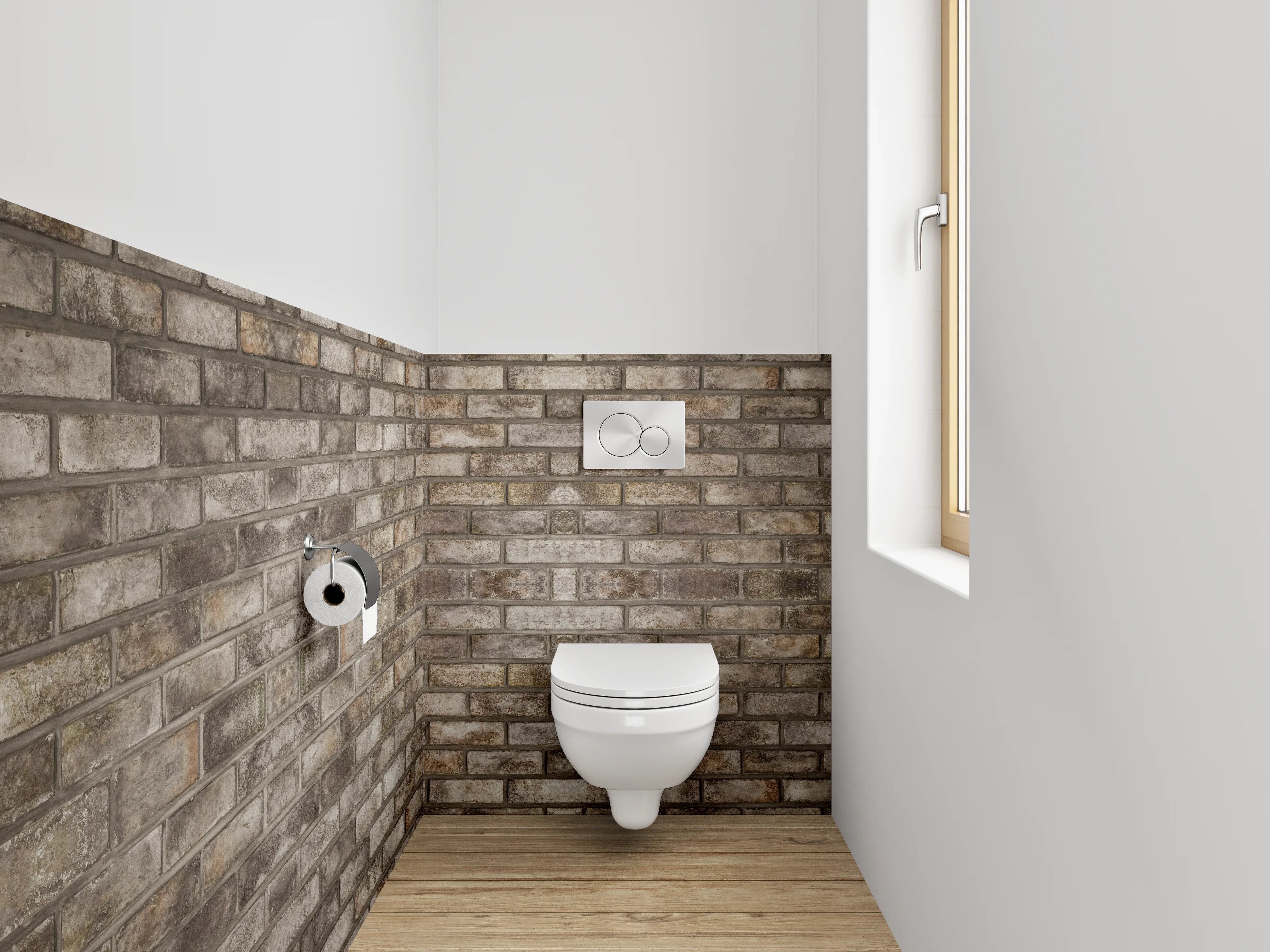 WC-Rückwand - Backsteinmauer Fliesen-Optik Braun Grau