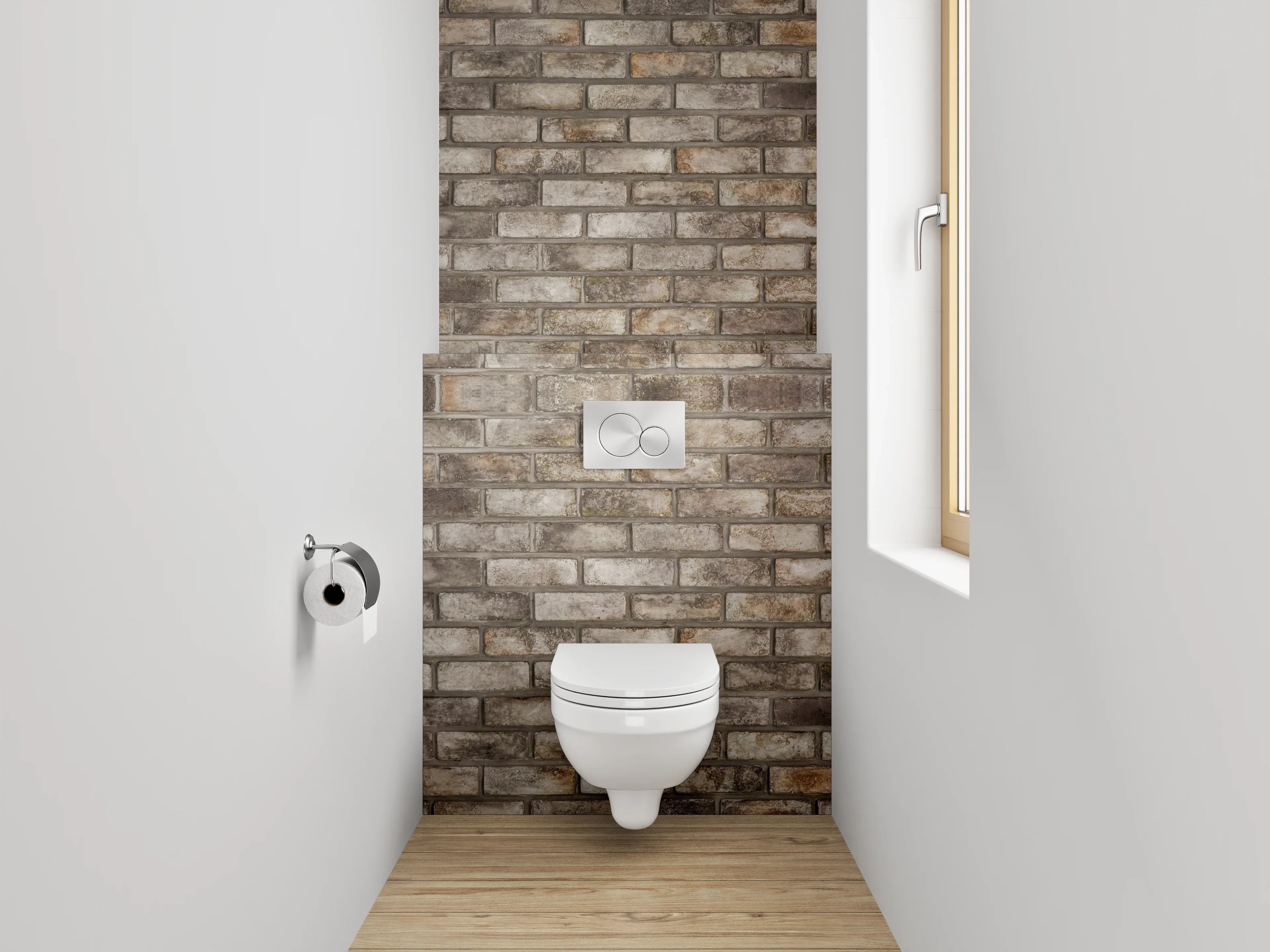 WC-Rückwand - Backsteinmauer Fliesen-Optik Braun Grau