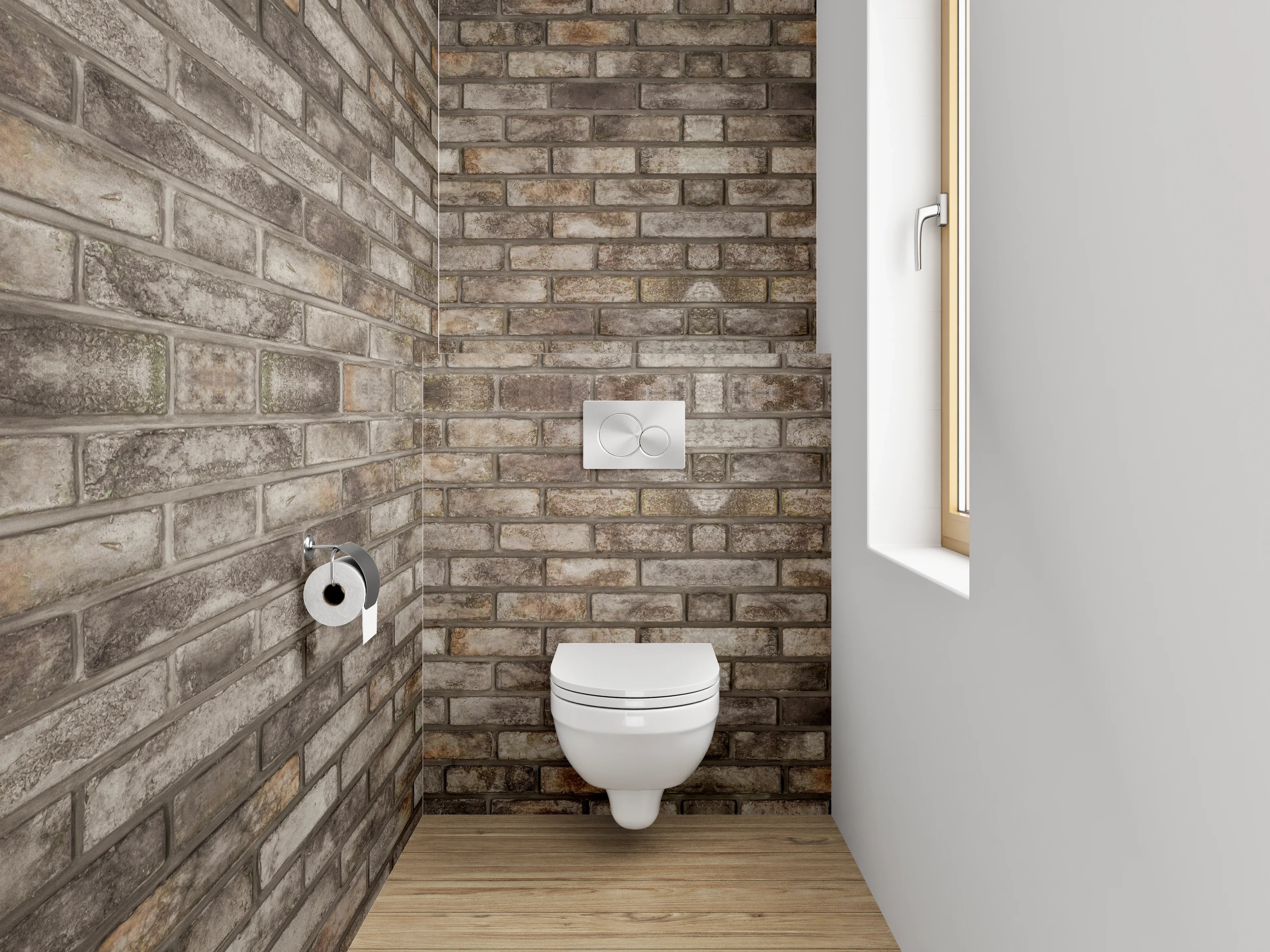 WC-Rückwand - Backsteinmauer Fliesen-Optik Braun Grau