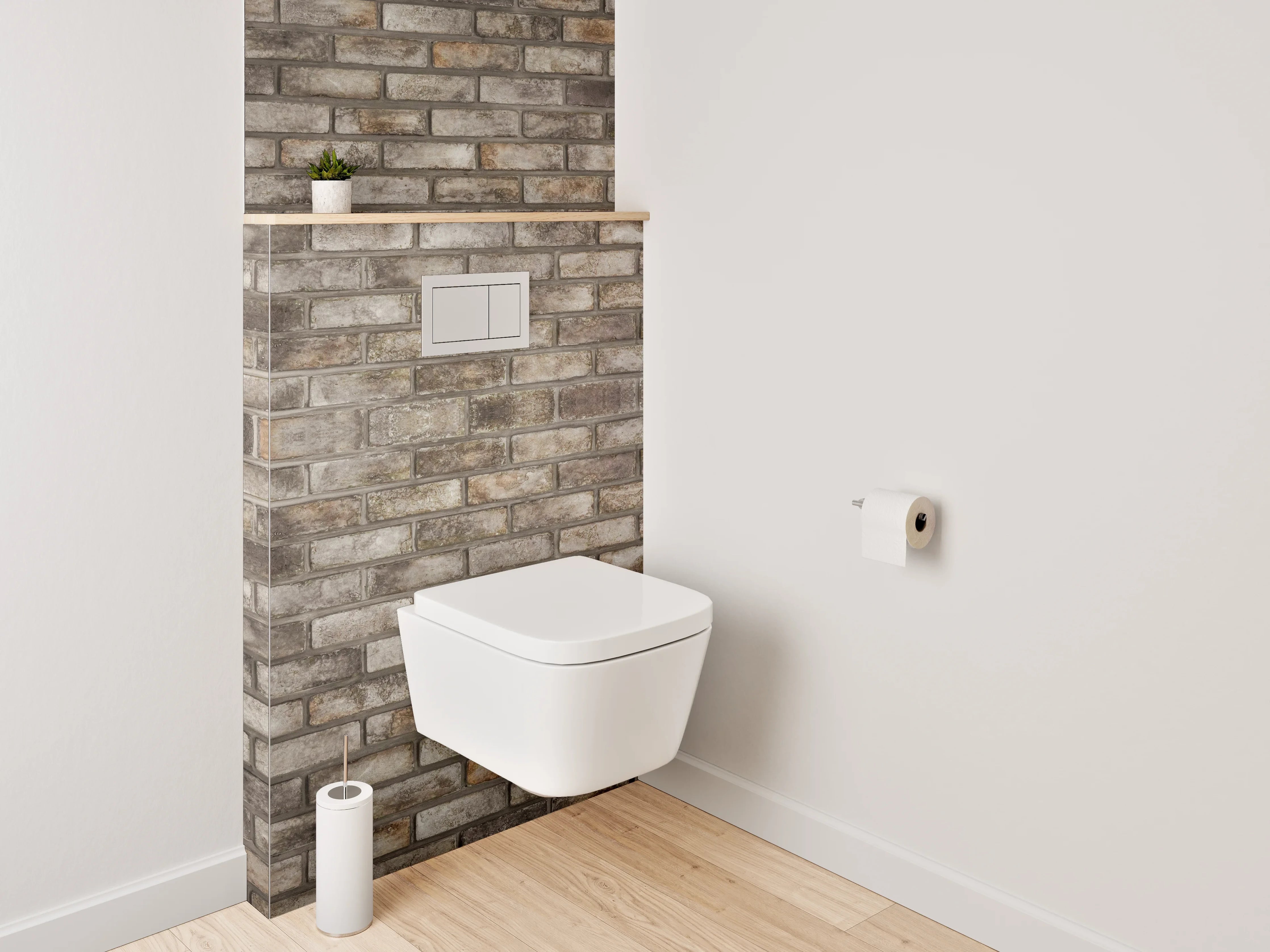 WC-Rückwand - Backsteinmauer Fliesen-Optik Braun Grau