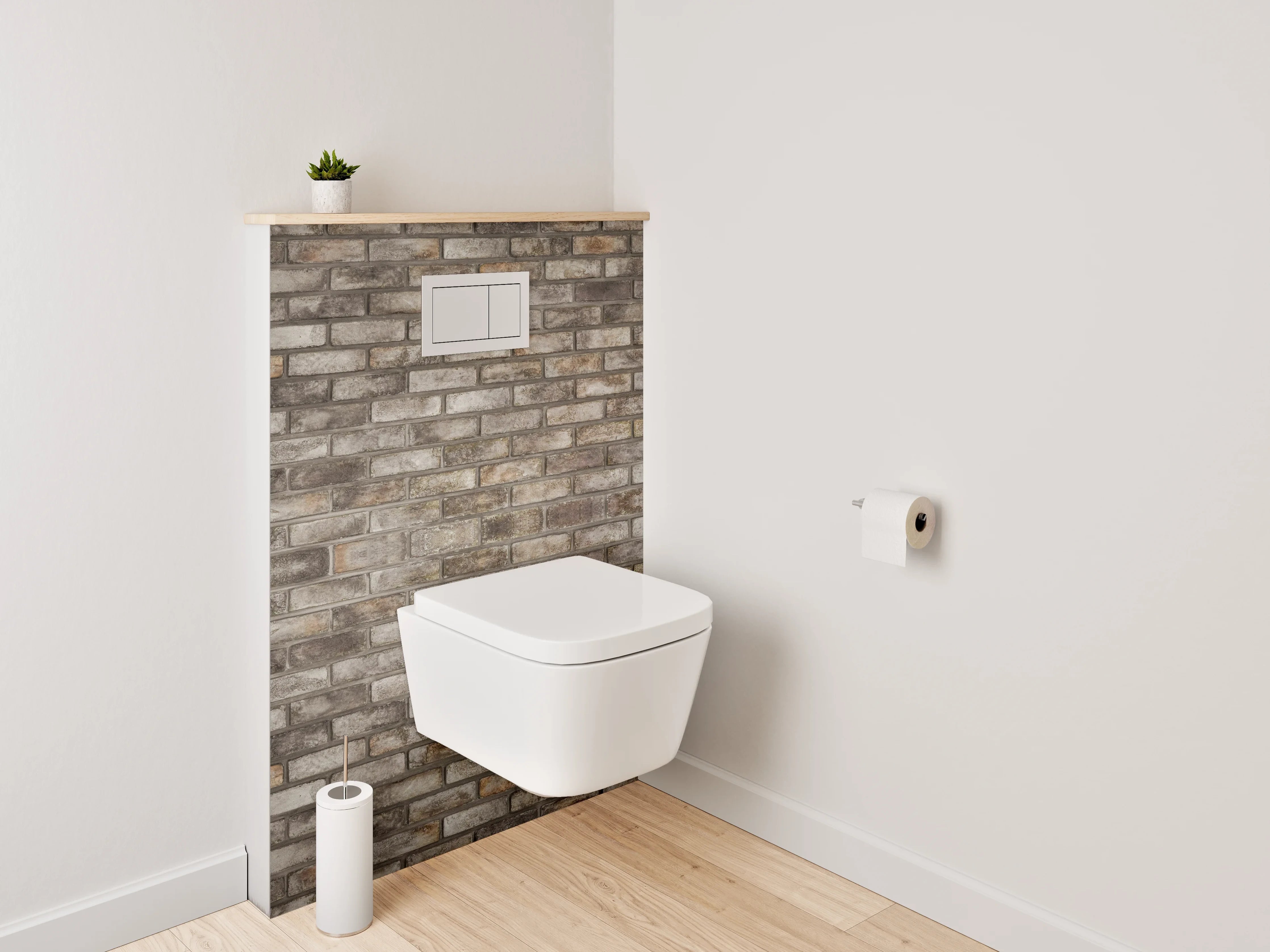 WC-Rückwand - Backsteinmauer Fliesen-Optik Braun Grau