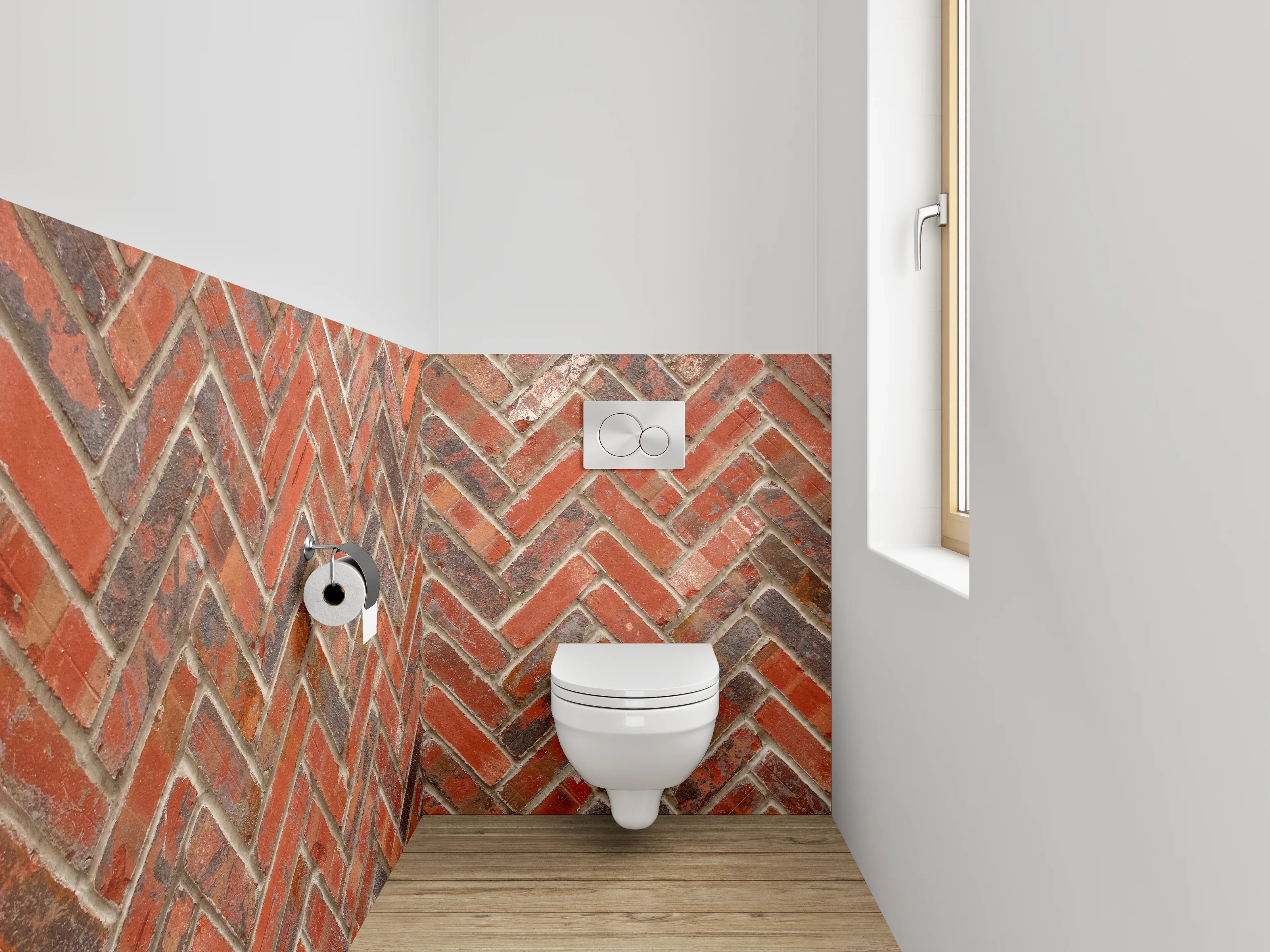 WC-Rückwand - Backsteinmuster Fliesen Wanddekor