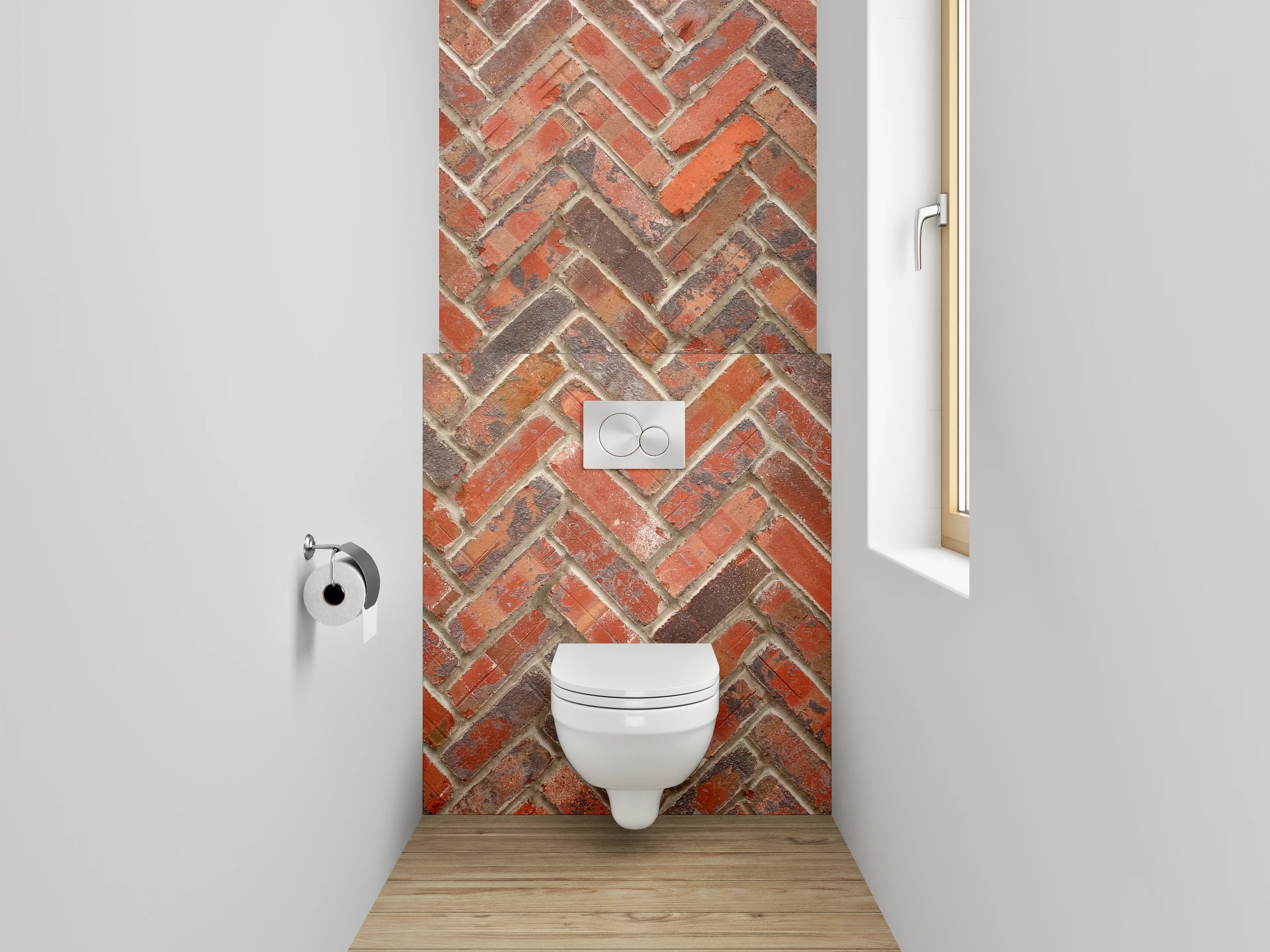 WC-Rückwand - Backsteinmuster Fliesen Wanddekor