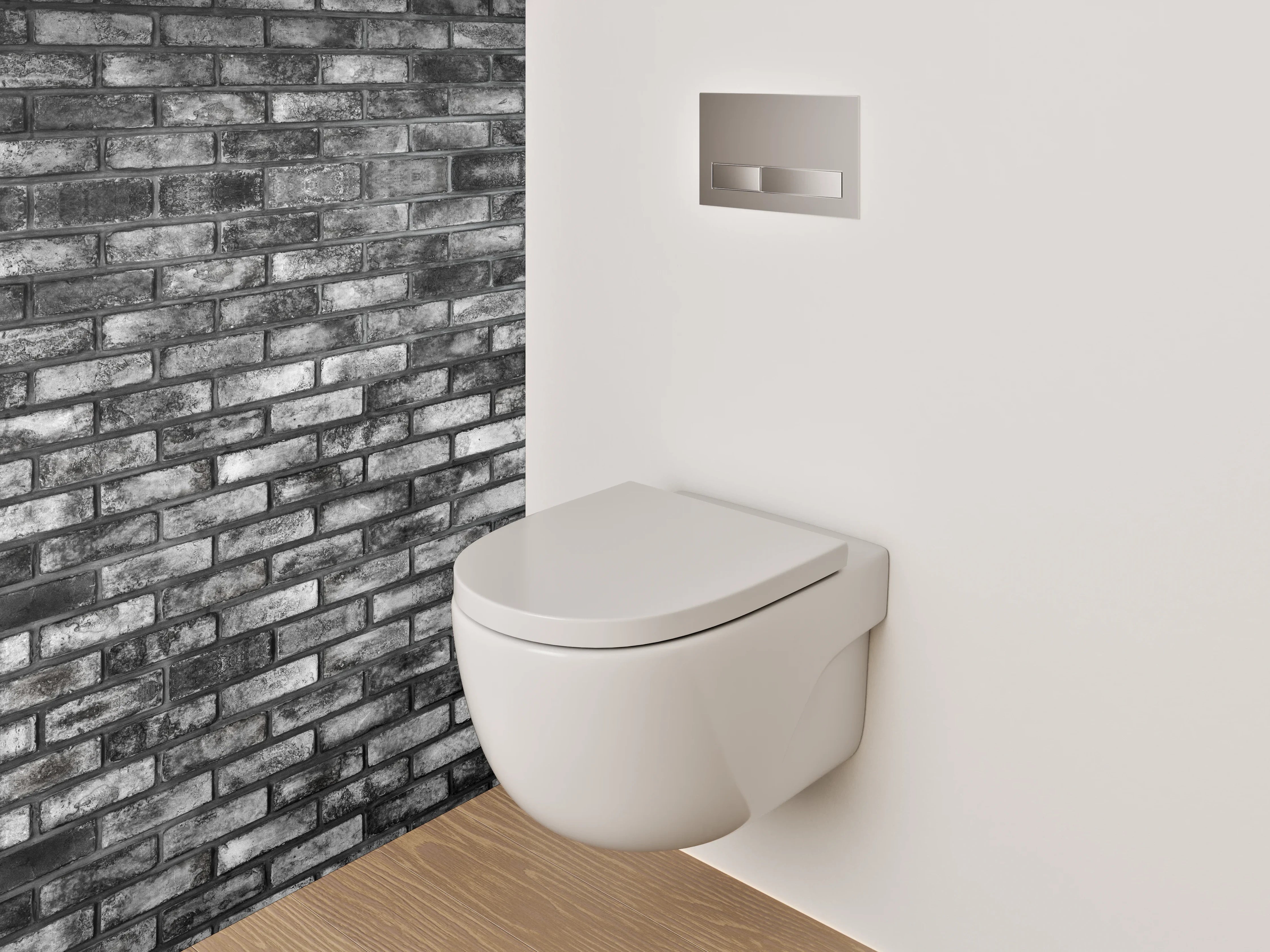WC-Rückwand - Backsteinoptik Schwarz-Weiß Industrie-Look
