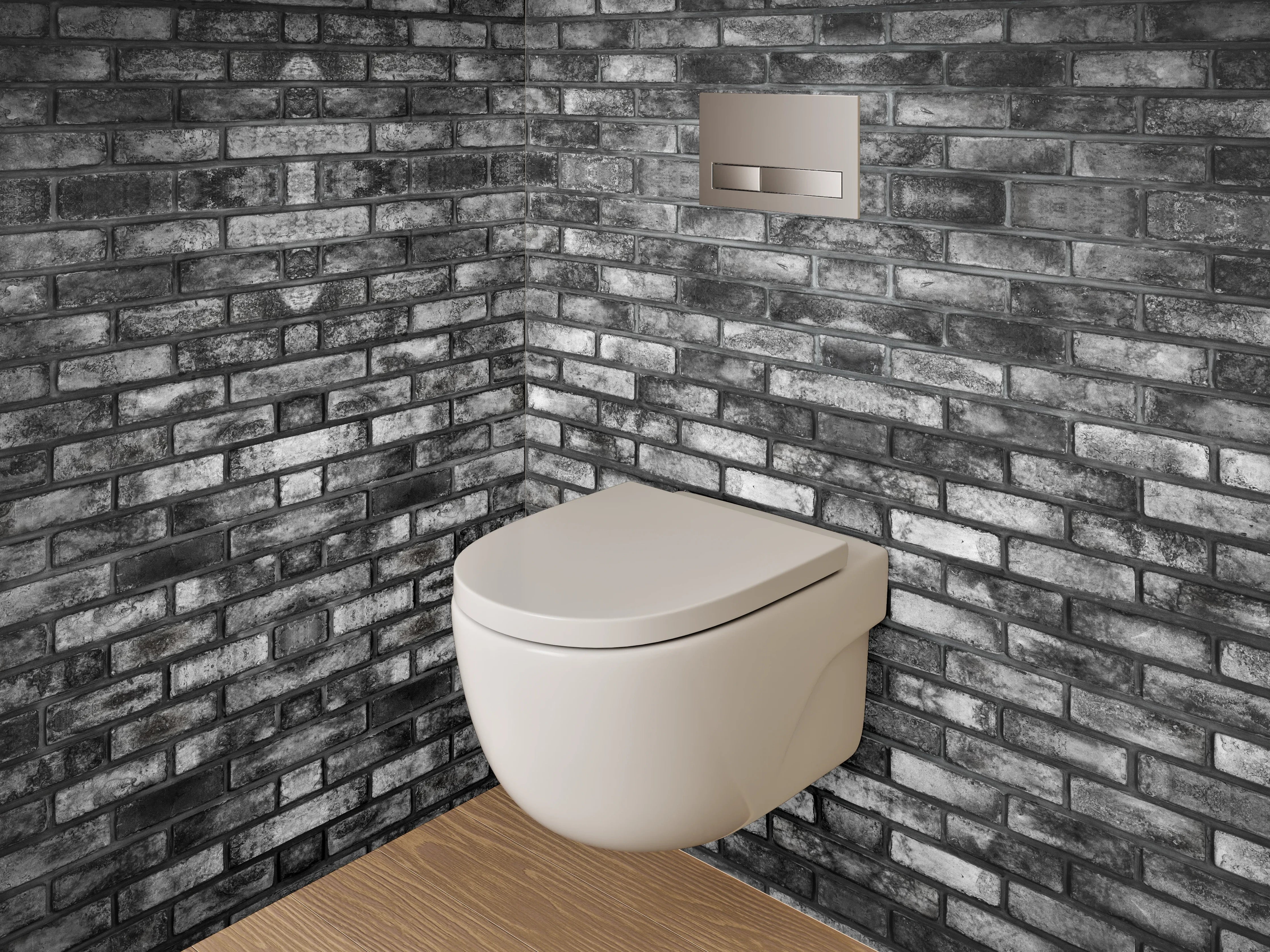 WC-Rückwand - Backsteinoptik Schwarz-Weiß Industrie-Look
