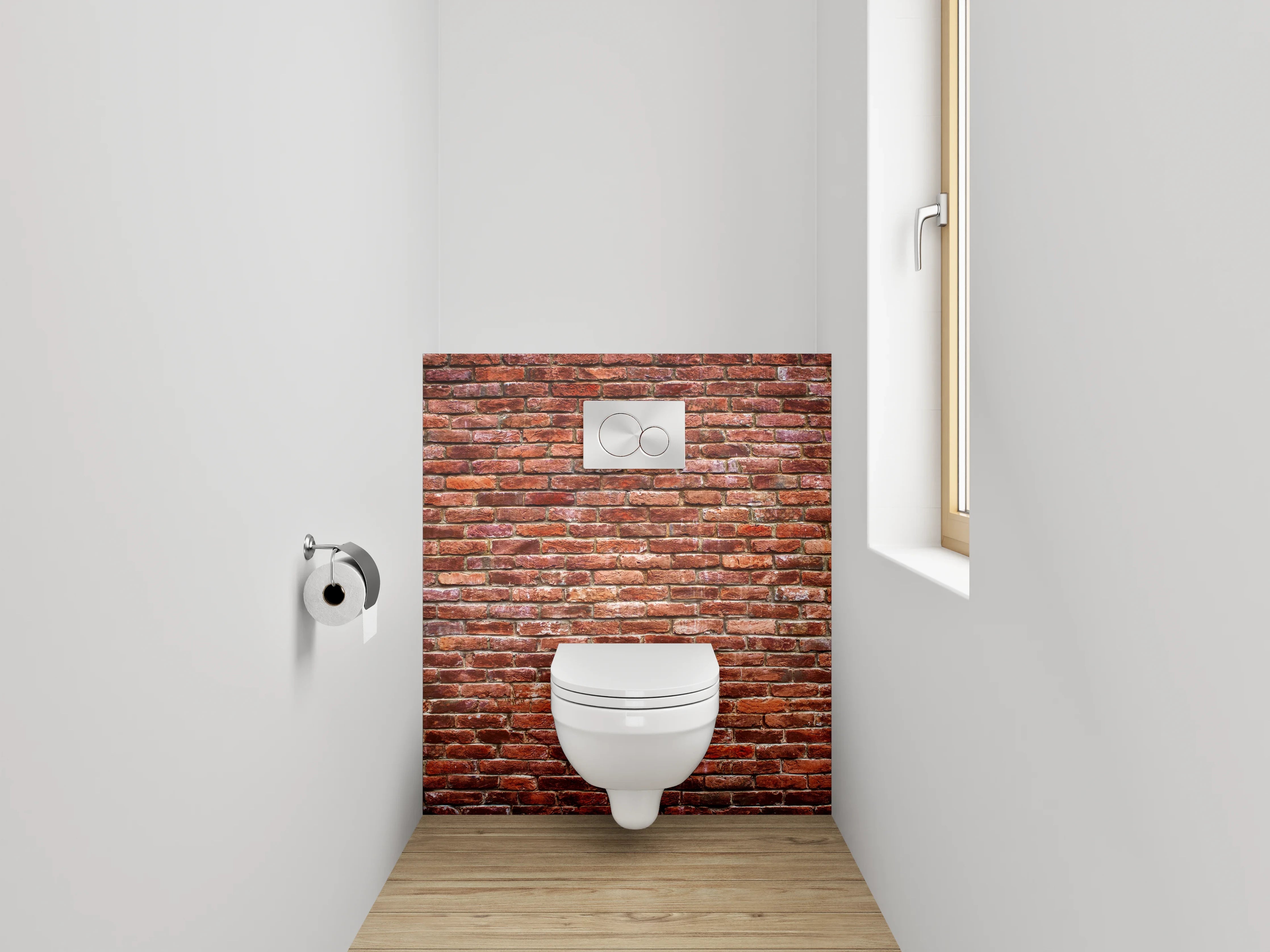 WC-Rückwand - Backsteinwand rotbraun rustikal