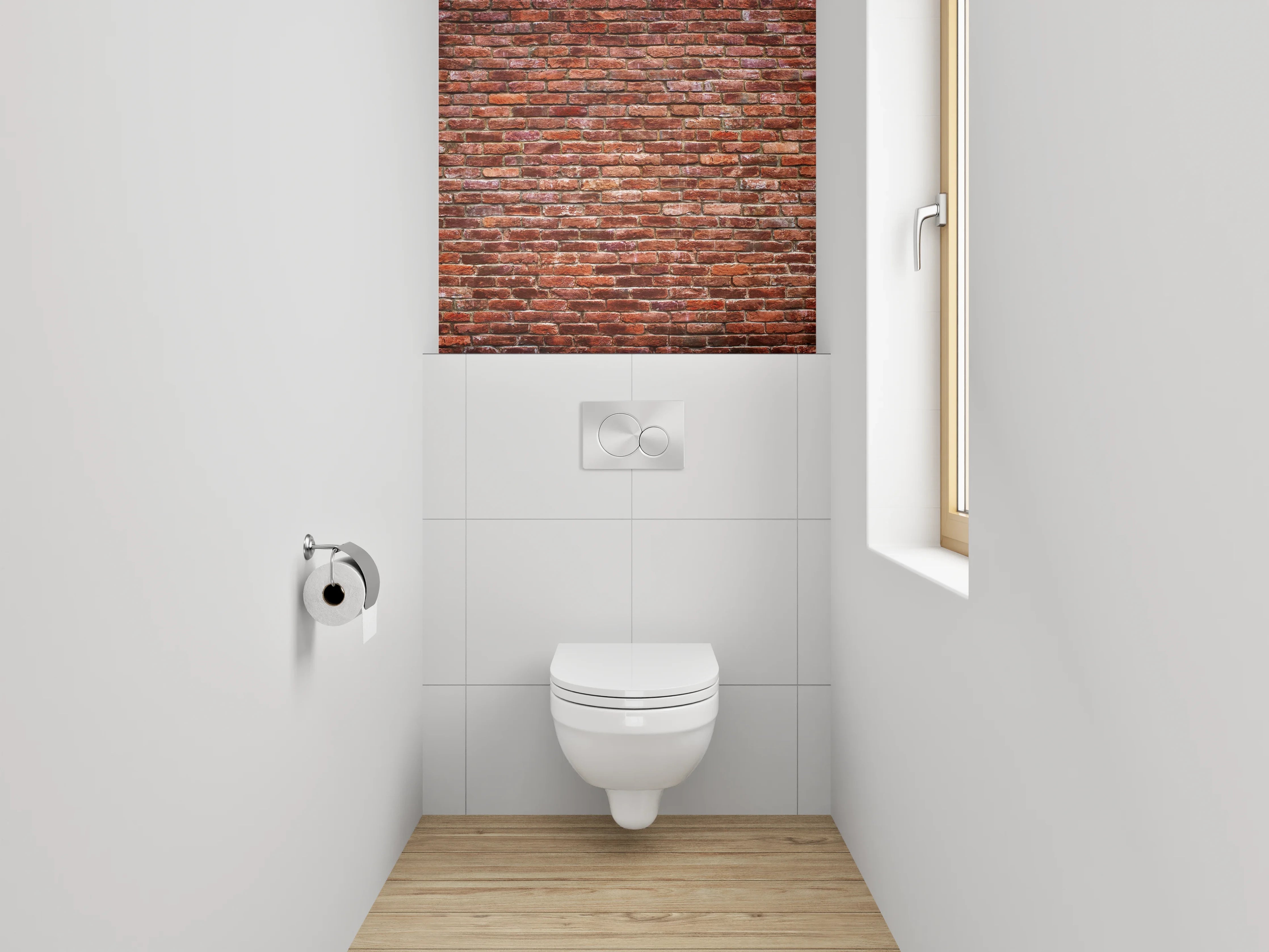 WC-Rückwand - Backsteinwand rotbraun rustikal