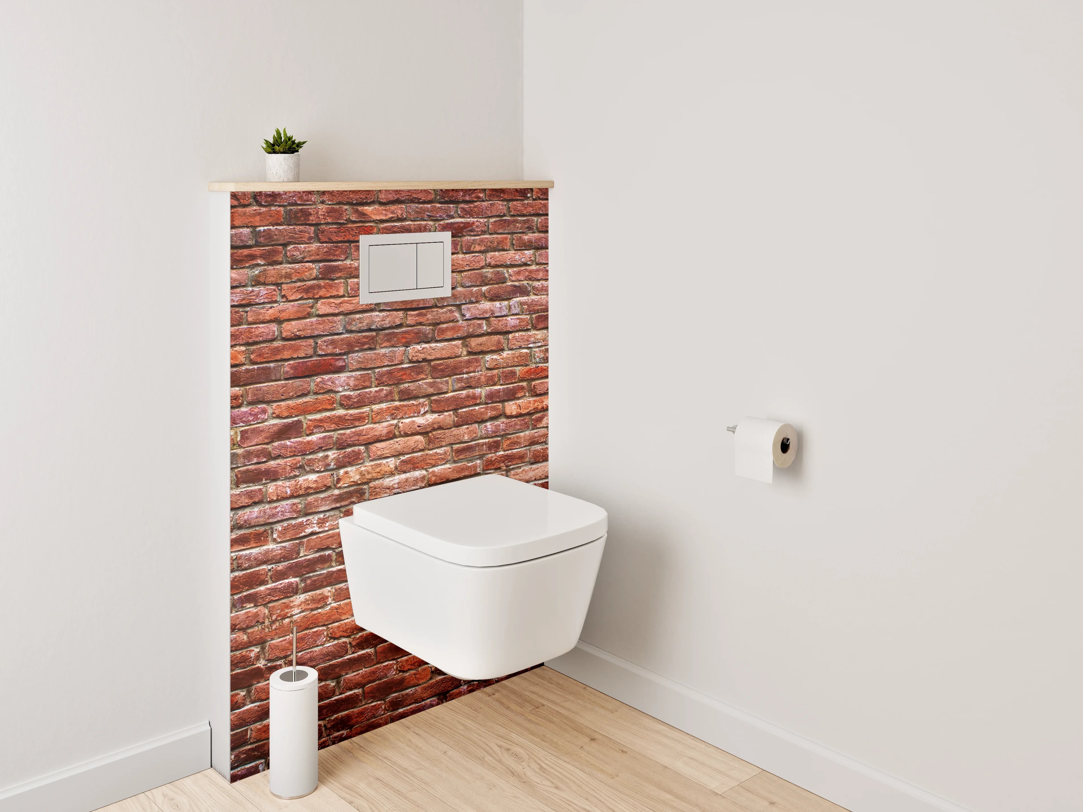 WC-Rückwand - Backsteinwand rotbraun rustikal