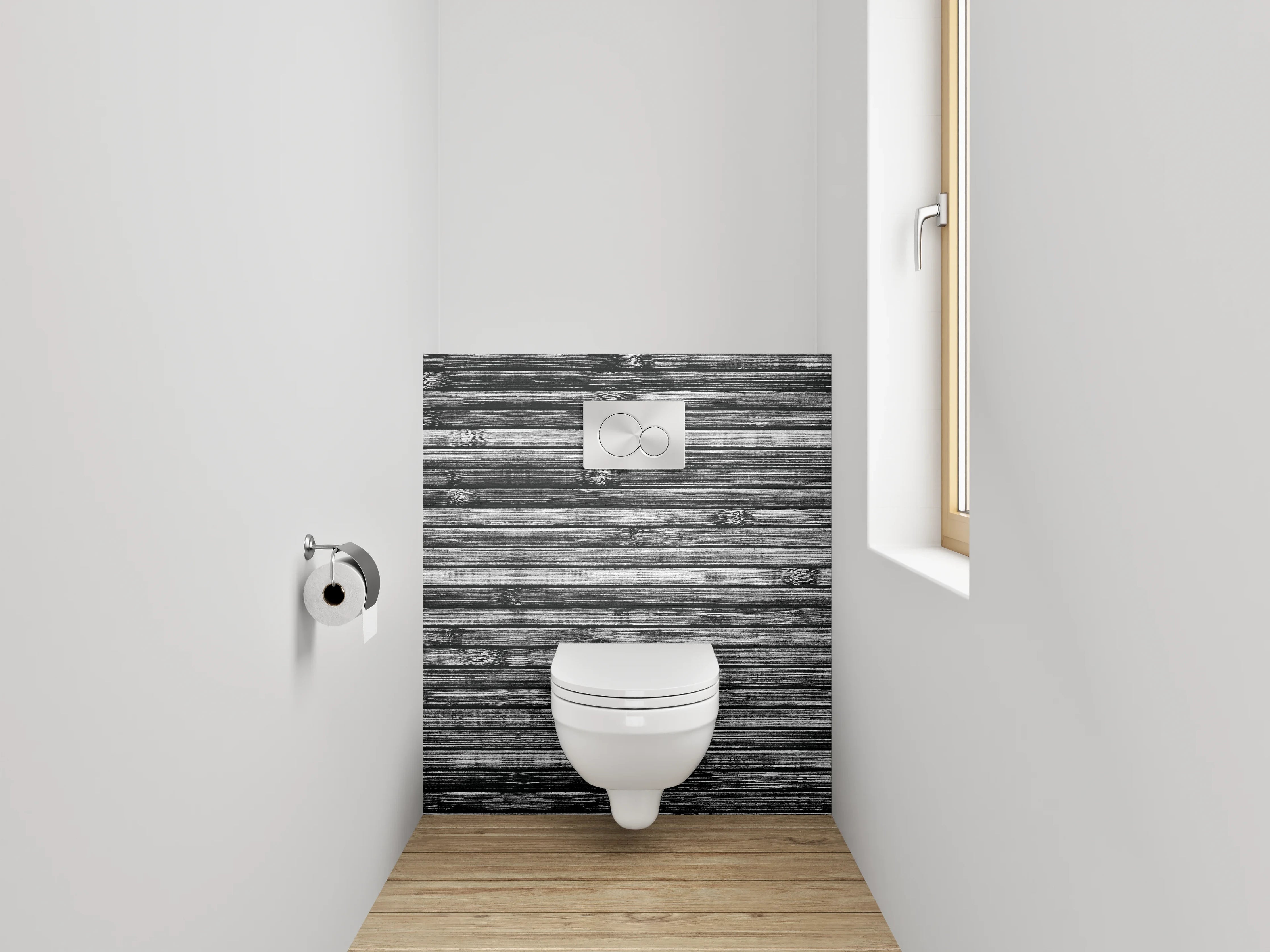 WC-Rückwand - Bambus Holz Effekt Schwarz-Weiß