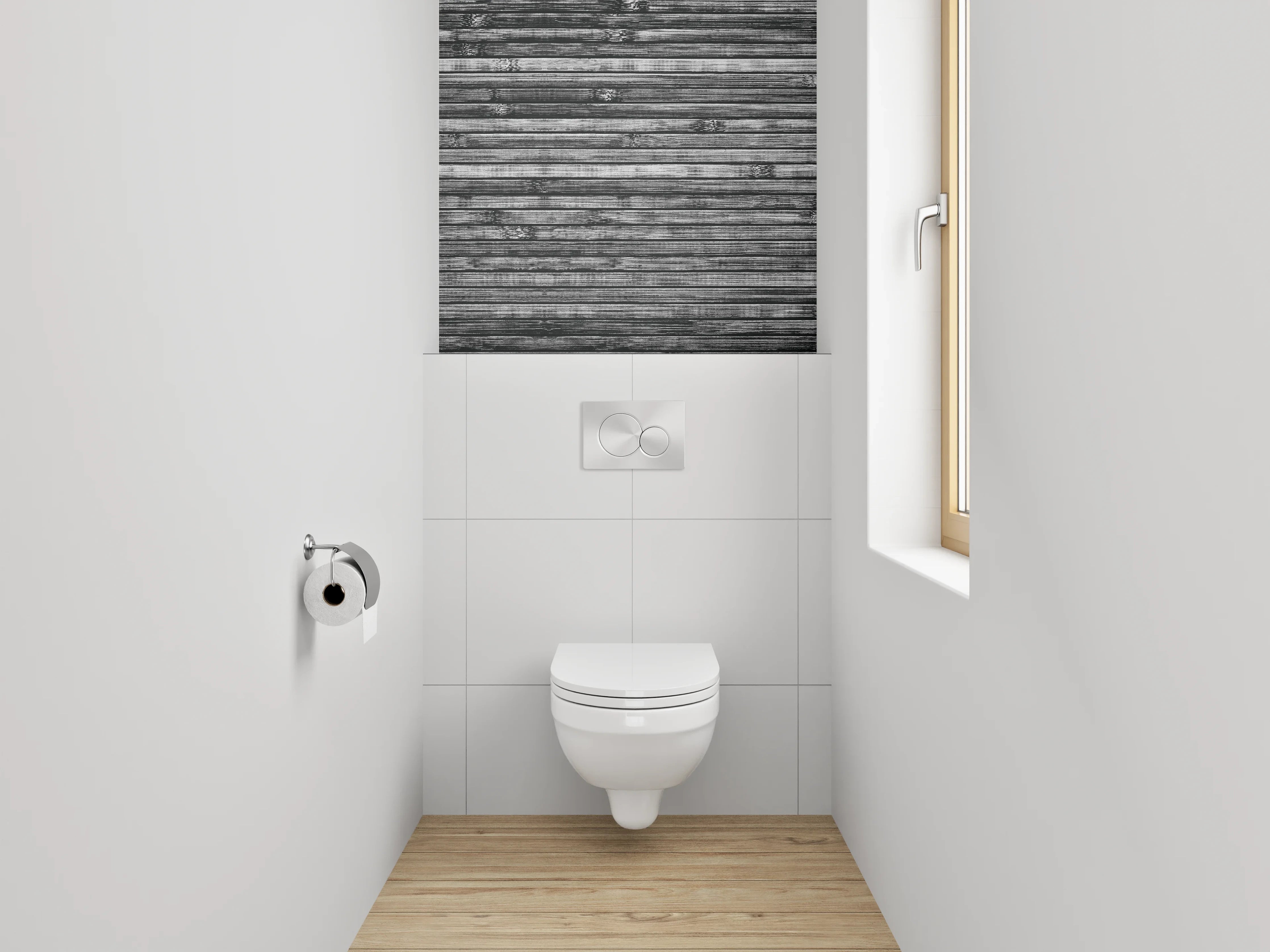 WC-Rückwand - Bambus Holz Effekt Schwarz-Weiß