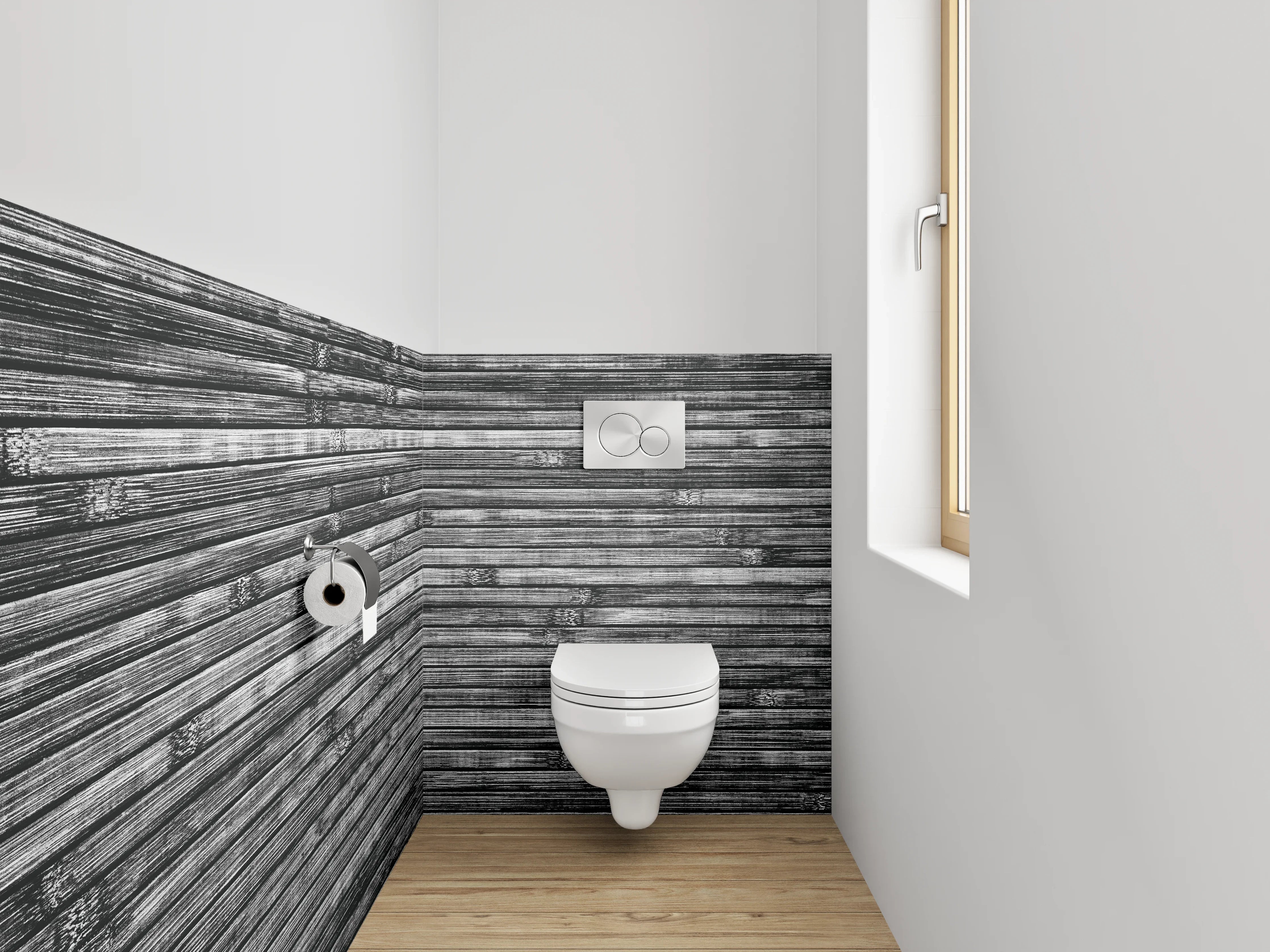 WC-Rückwand - Bambus Holz Effekt Schwarz-Weiß
