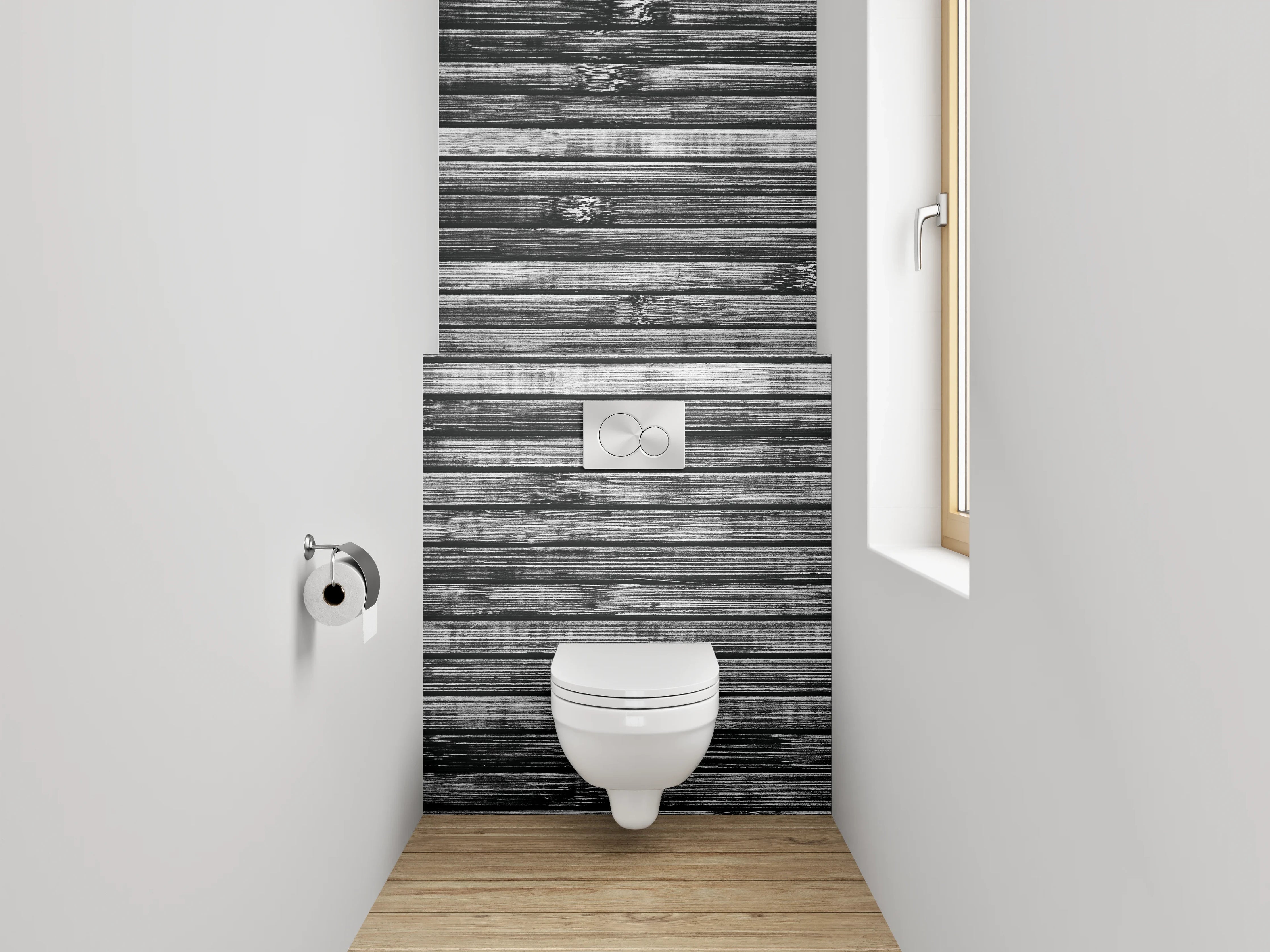 WC-Rückwand - Bambus Holz Effekt Schwarz-Weiß
