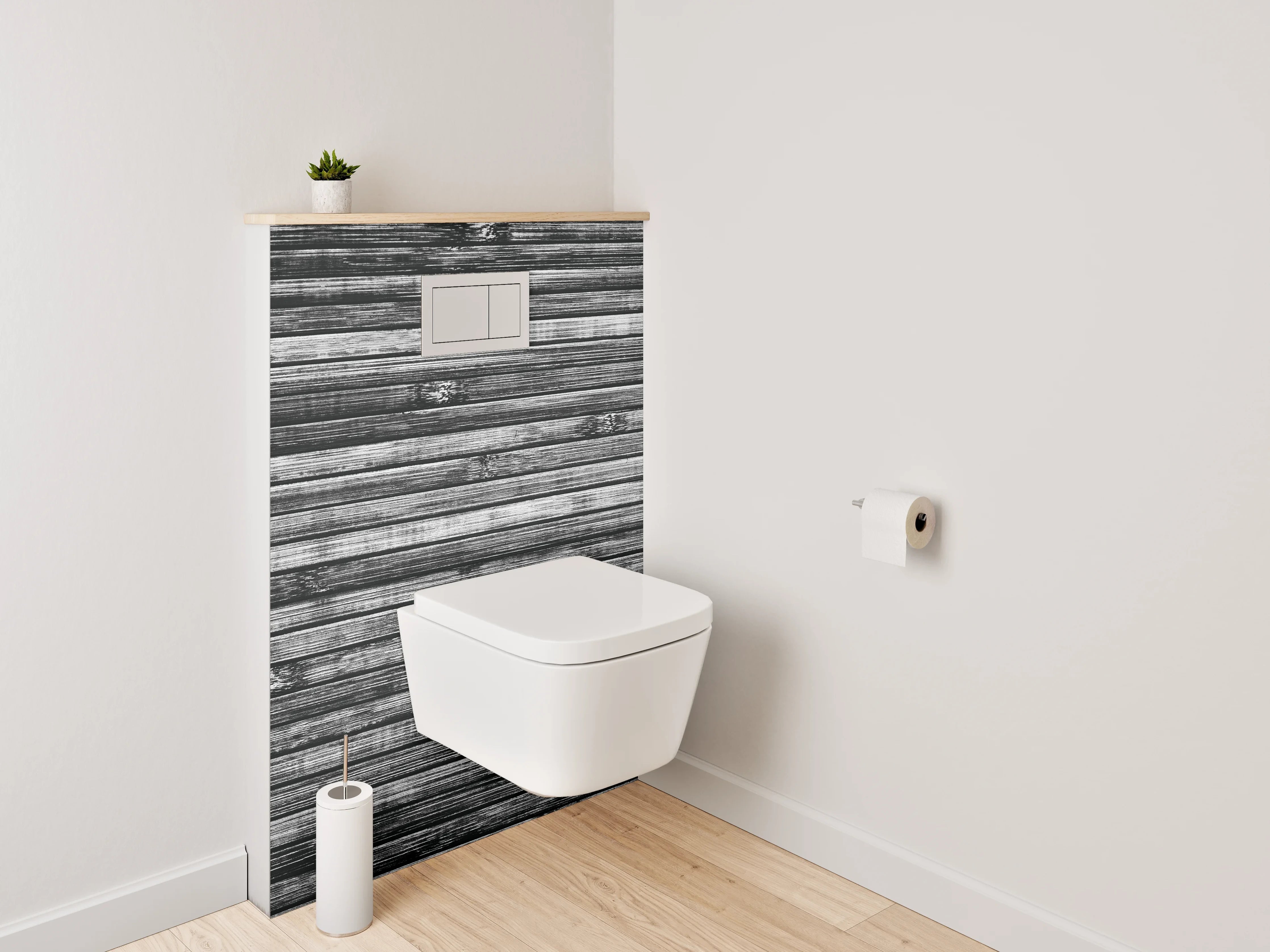 WC-Rückwand - Bambus Holz Effekt Schwarz-Weiß